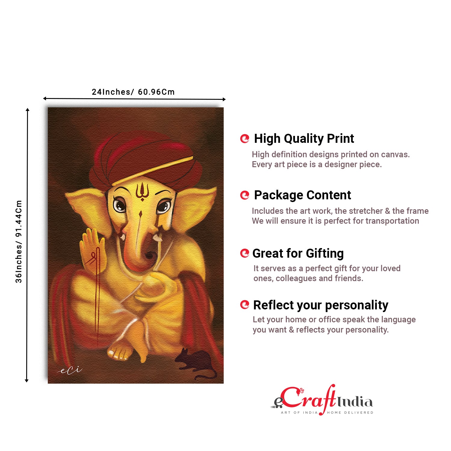 God Ganesha Spiritual Original Design Canvas Printed Wall Painting 3
