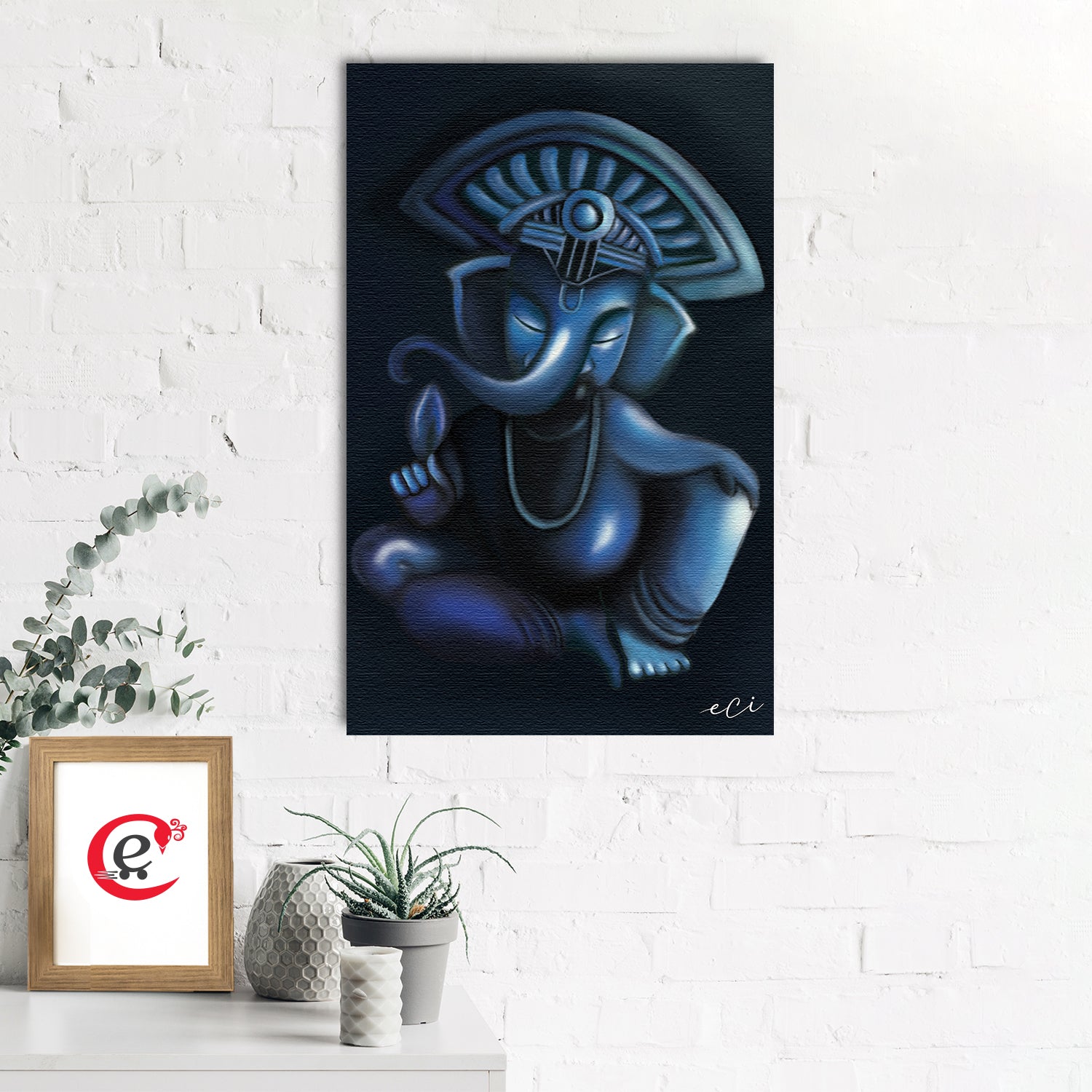Calm and Relaxing Lord Ganesha Original Design Canvas Printed Wall Painting 2