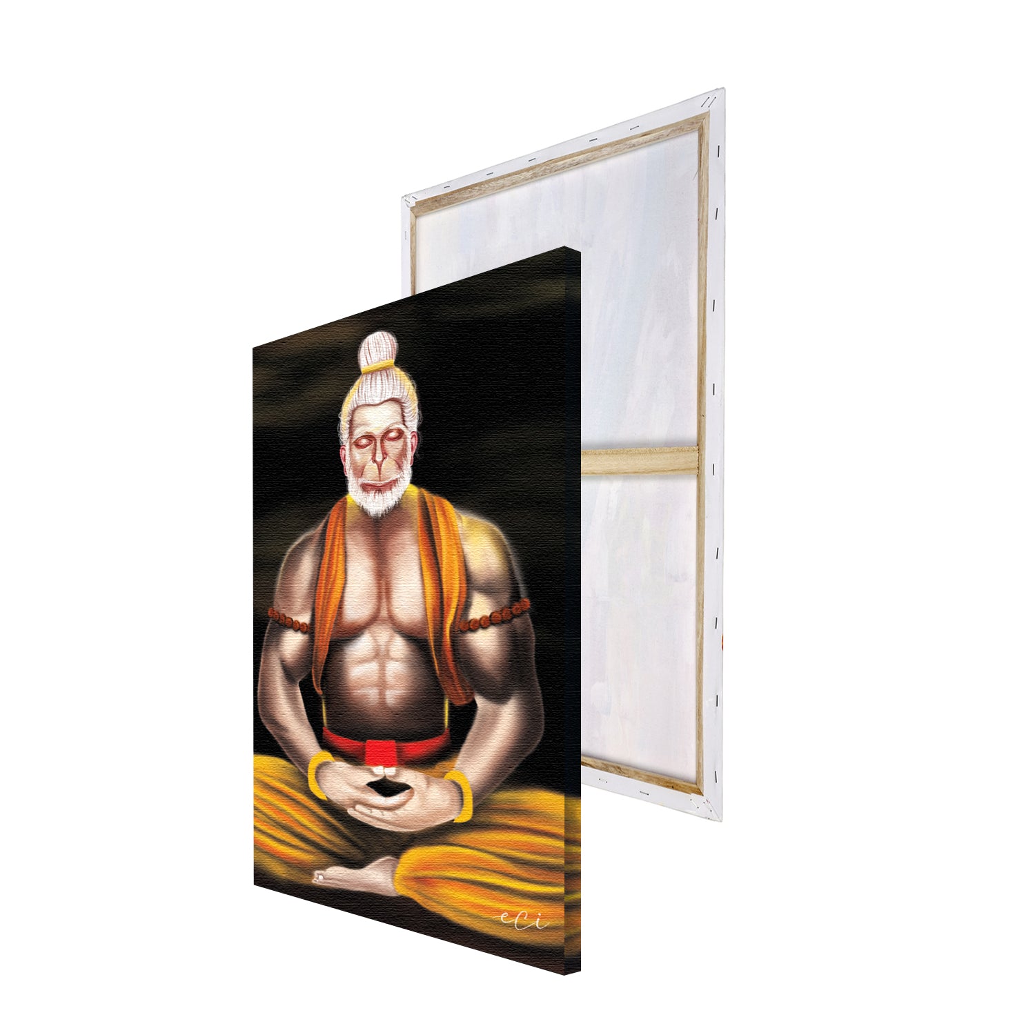 Meditating Lord Hanuman Original Design Canvas Printed Wall Painting 4