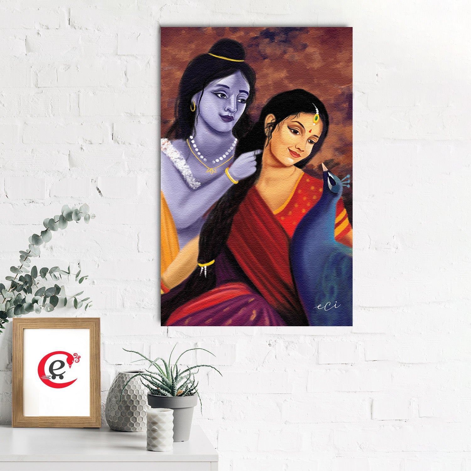 Divine Aura of Radha Krishna Original Design Canvas Printed Wall Painting 1