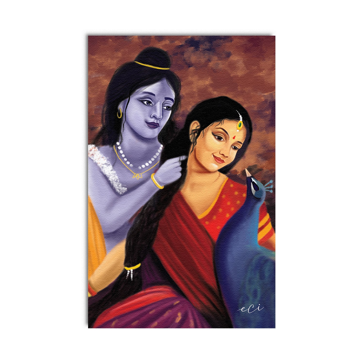 Divine Aura of Radha Krishna Original Design Canvas Printed Wall Painting