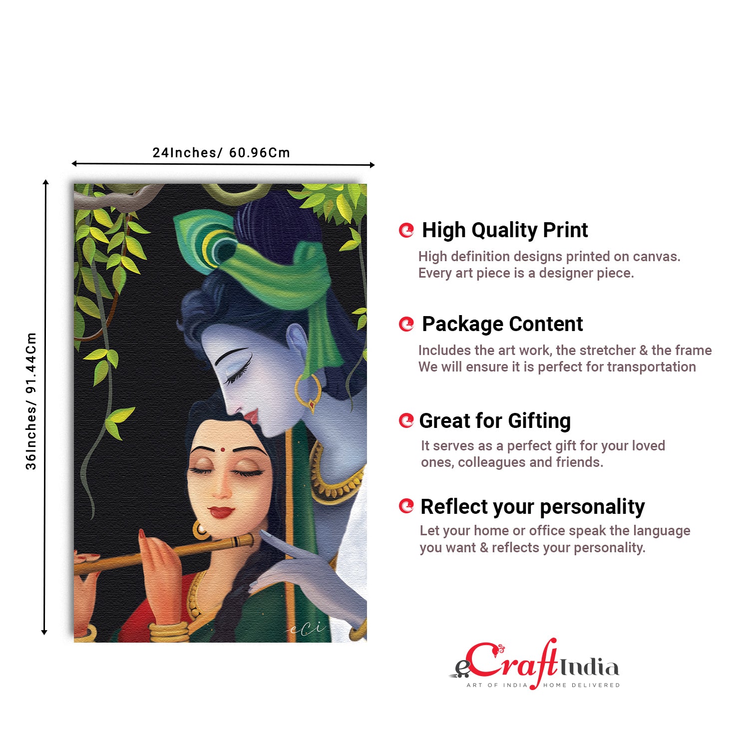Krishna Radha Original Design Canvas Printed Wall Painting 3