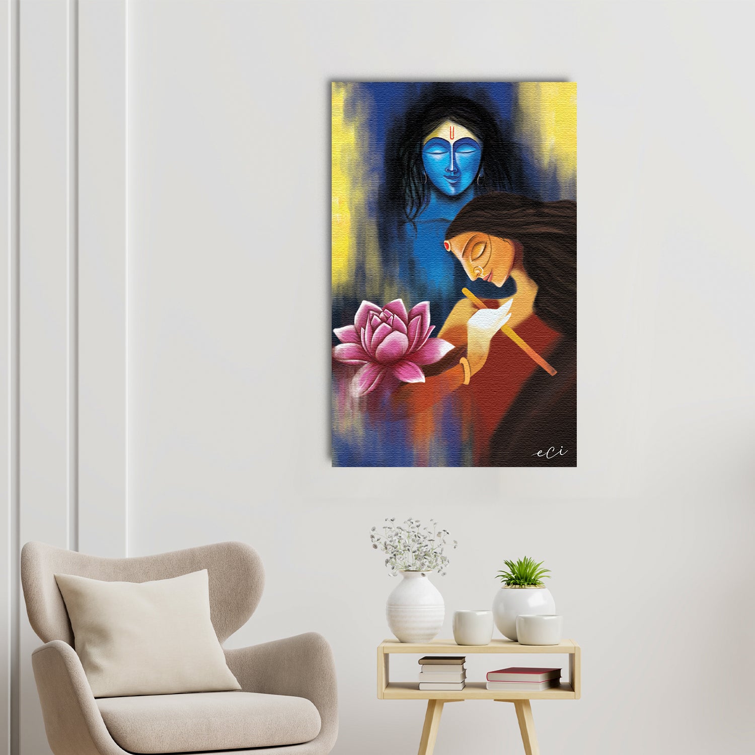 Lord Radha Krishna Religious Original Design Canvas Printed Wall Painting
