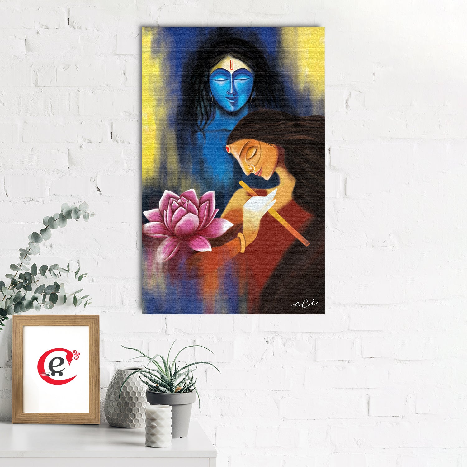 Lord Radha Krishna Religious Original Design Canvas Printed Wall Painting 1