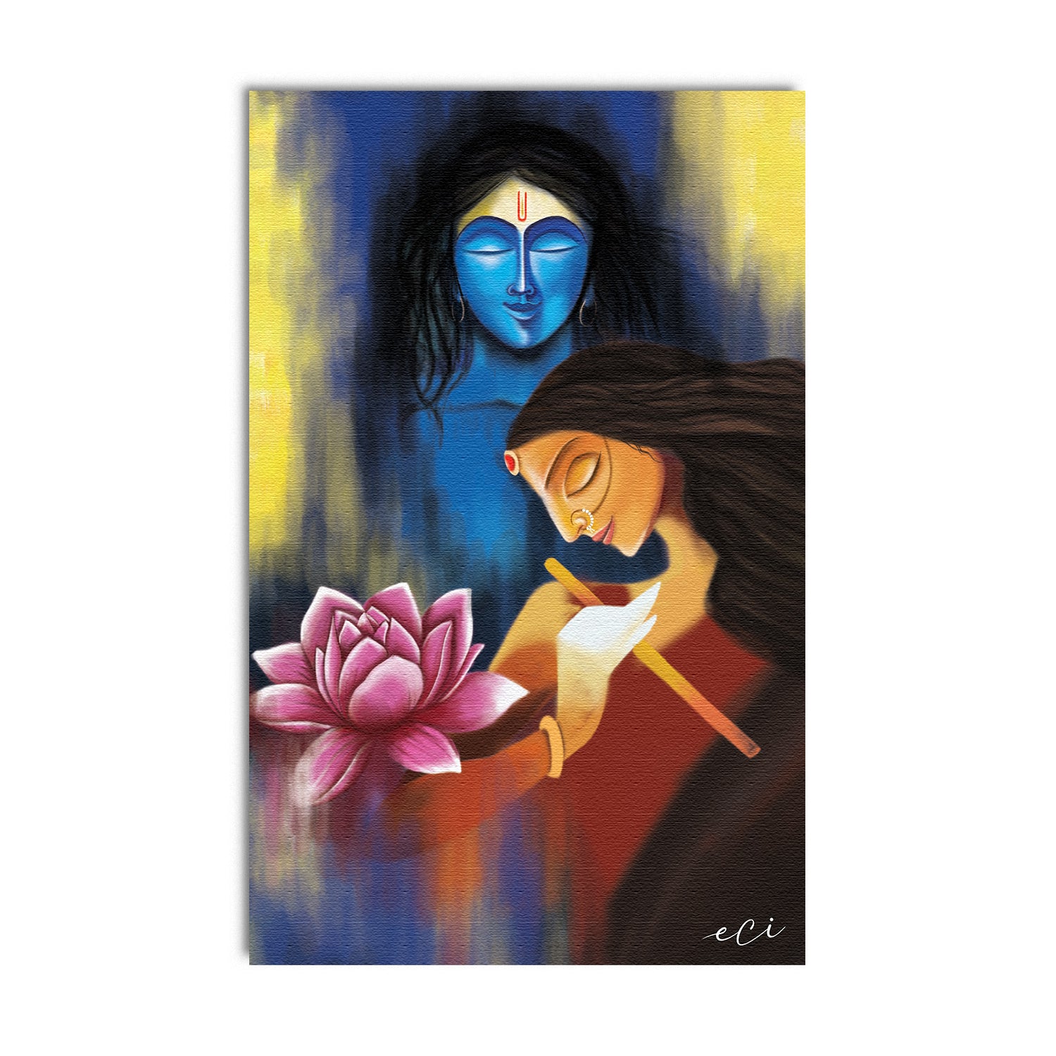 Lord Radha Krishna Religious Original Design Canvas Printed Wall Painting 2