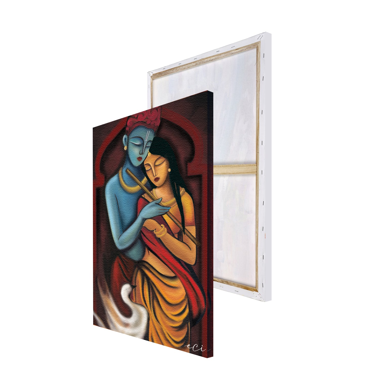 Radha Krishna Abstract Original Design Canvas Printed Wall Painting 4
