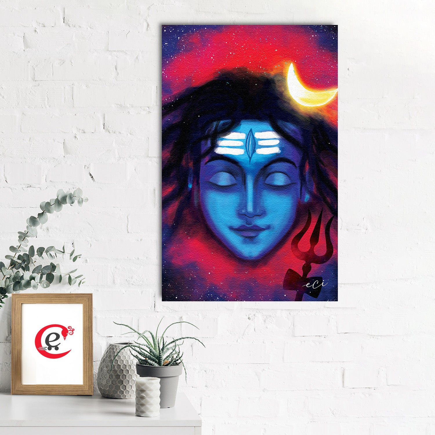Lord Shiva face Original Design Canvas Printed Wall Painting 1