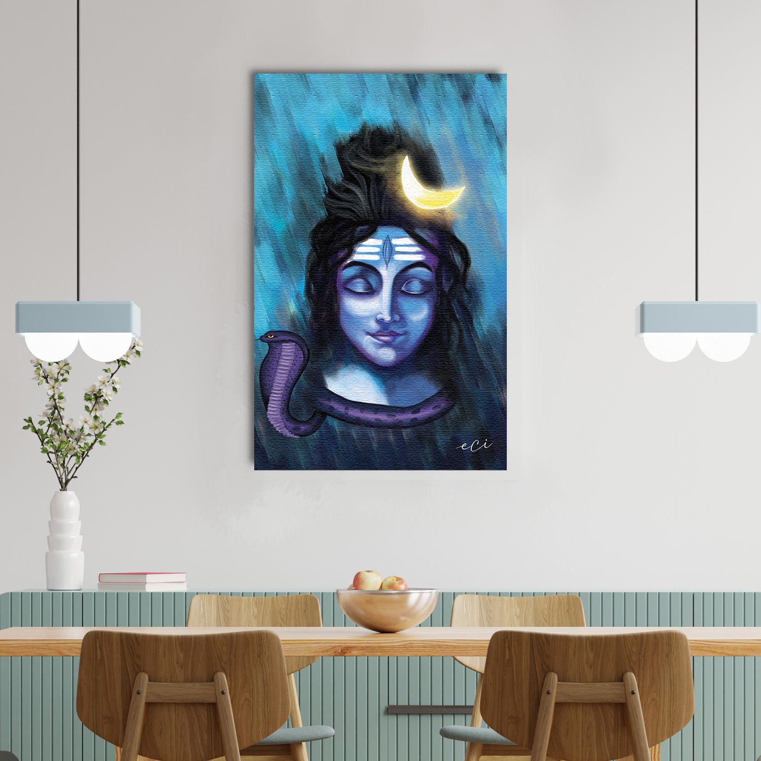 Lord Shiva Wall Painting Digital Printed Religious Canvas Art
