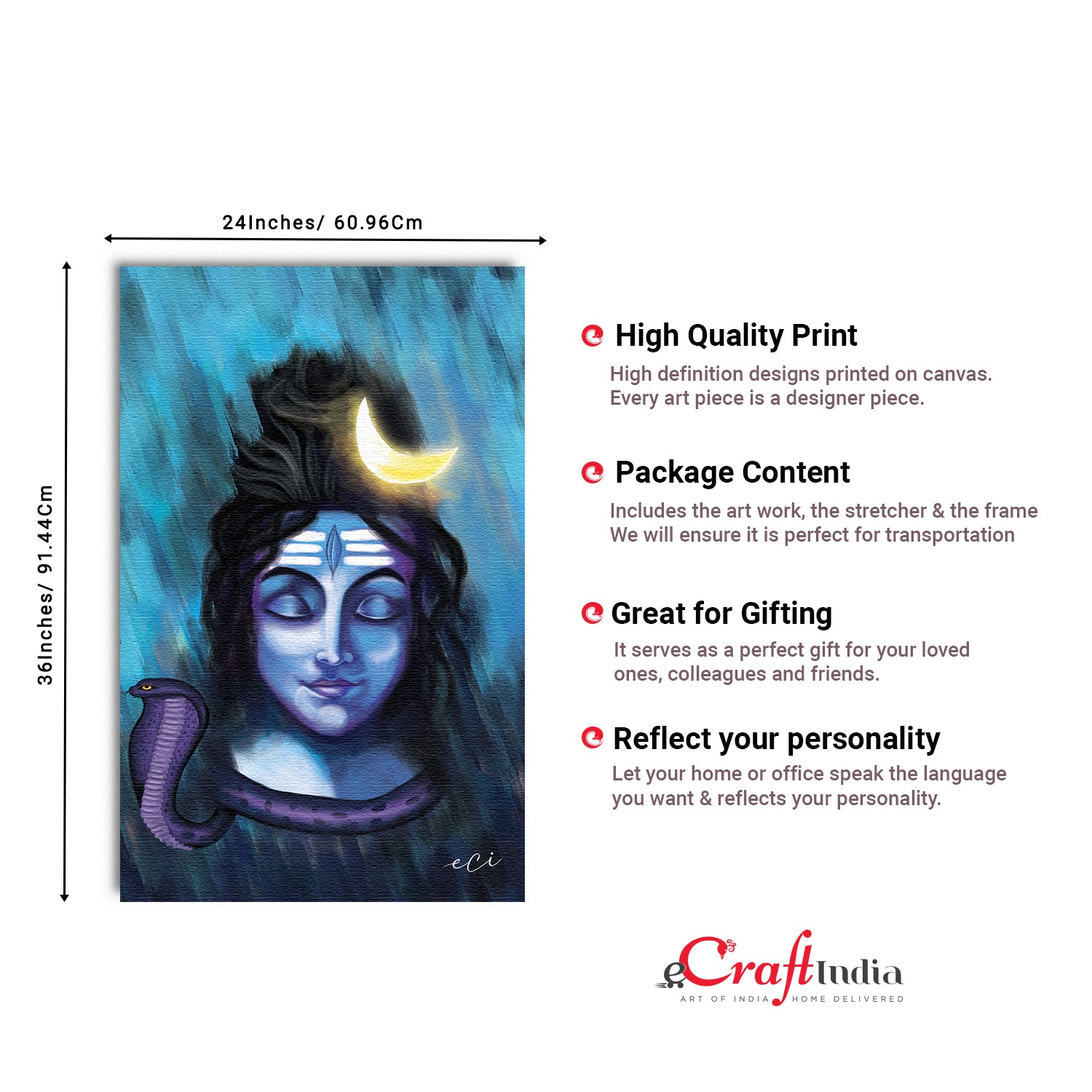 Lord Shiva Wall Painting Digital Printed Religious Canvas Art 3