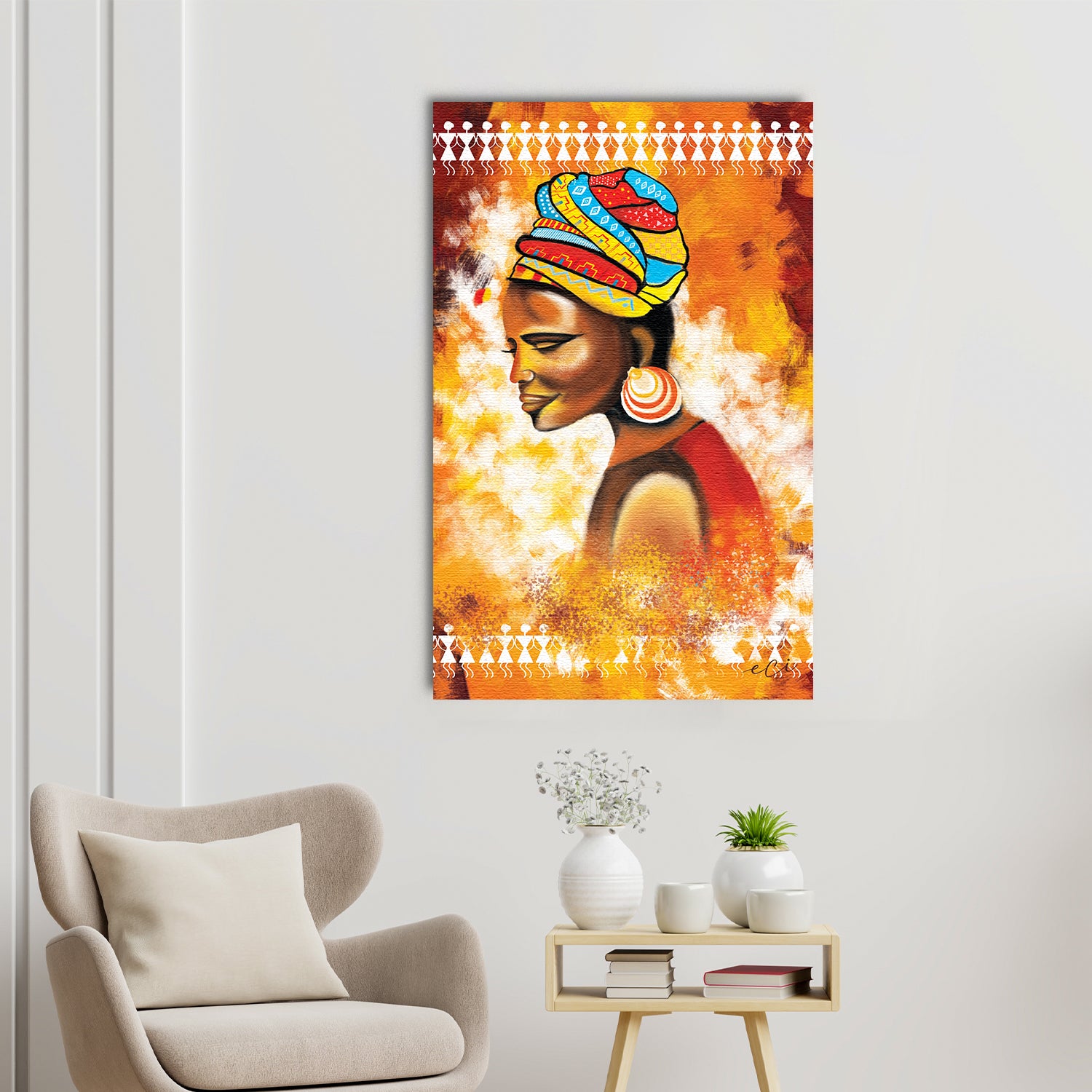 Tribal Lady Original Design Canvas Printed Wall Painting