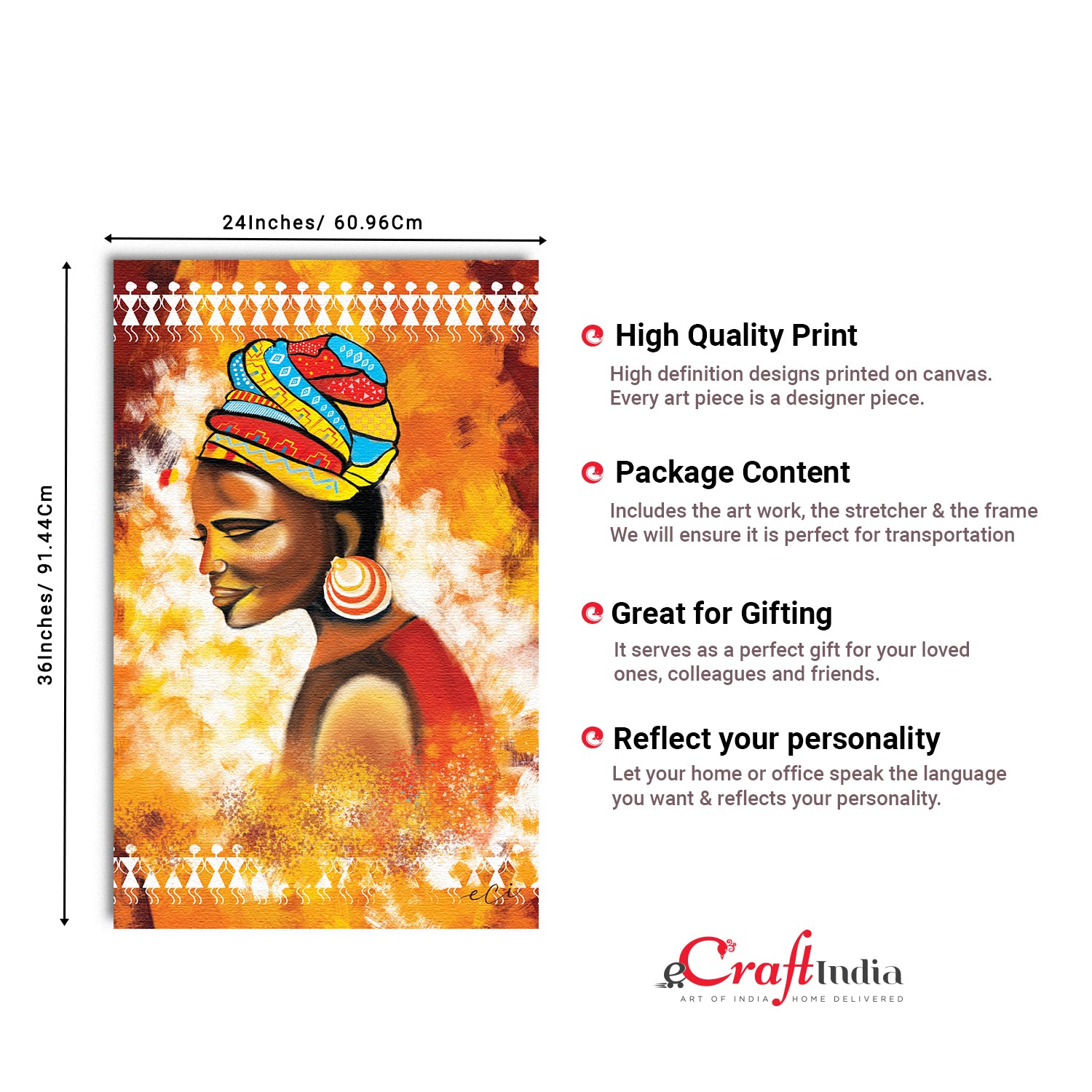 Tribal Lady Original Design Canvas Printed Wall Painting 3