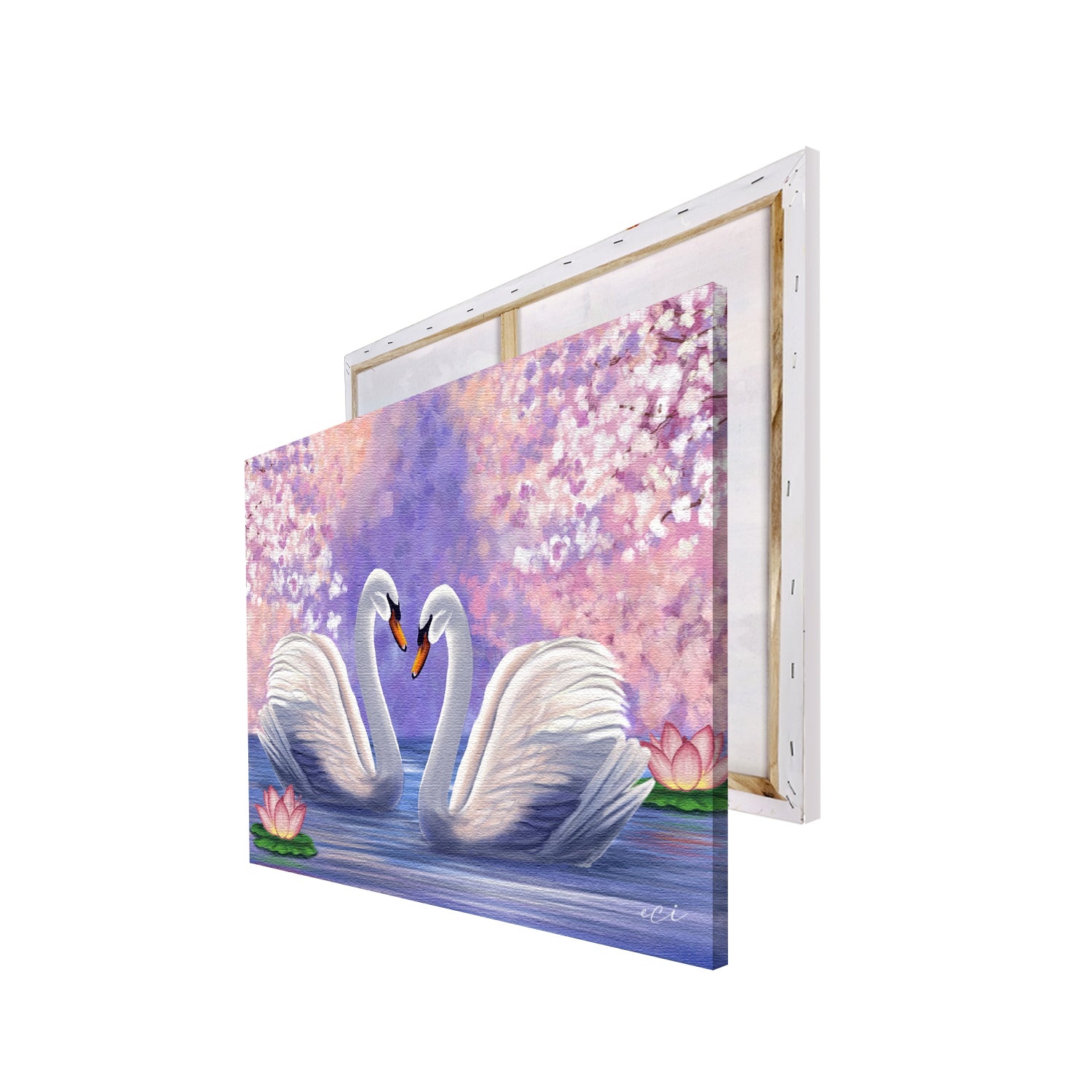 Swan Couple Original Design Canvas Printed Wall Painting 4