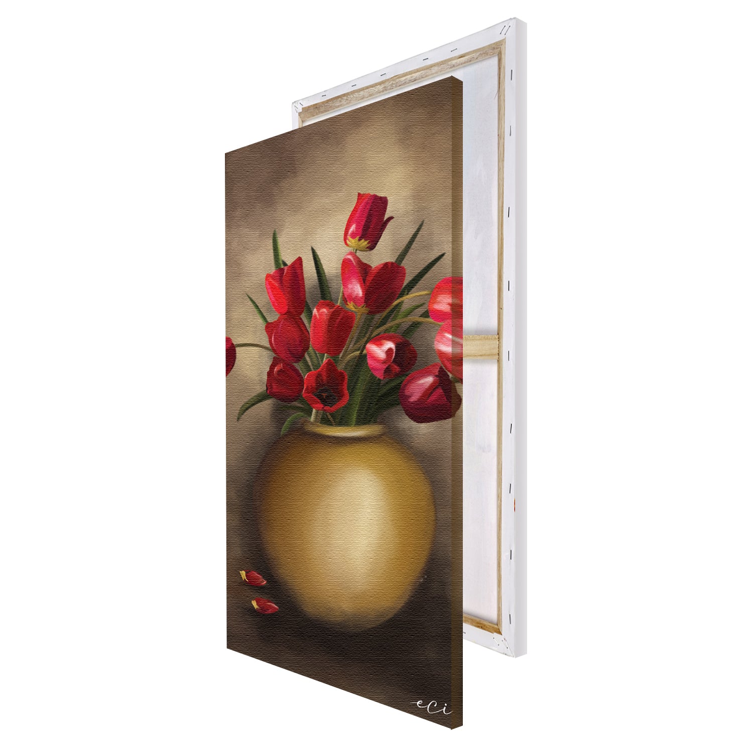 Beautiful Red Roses Flower Vase Wall Painting Digital Printed Canvas Art 4