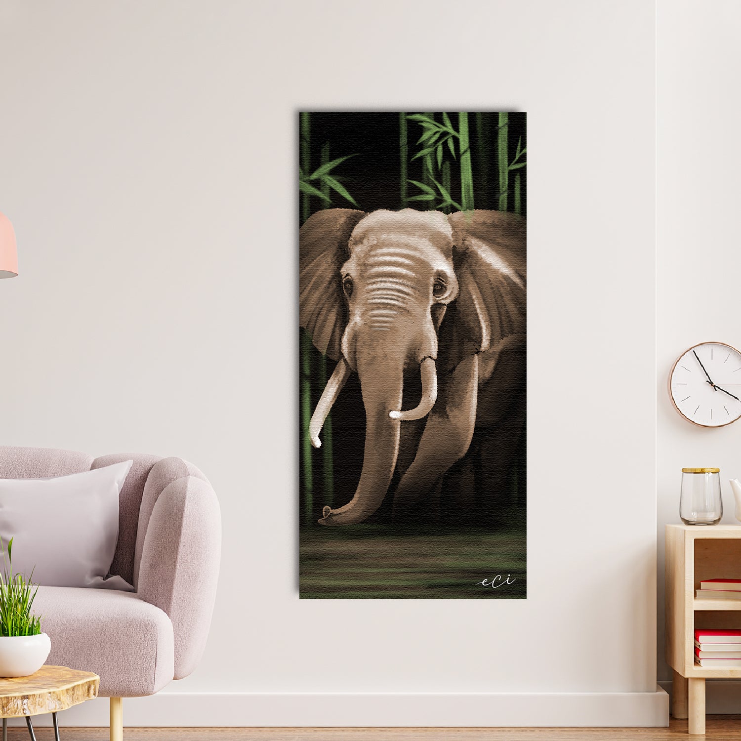 Elephant Walking In A Forest Canvas Painting Digital Printed Animal Wall Art 1