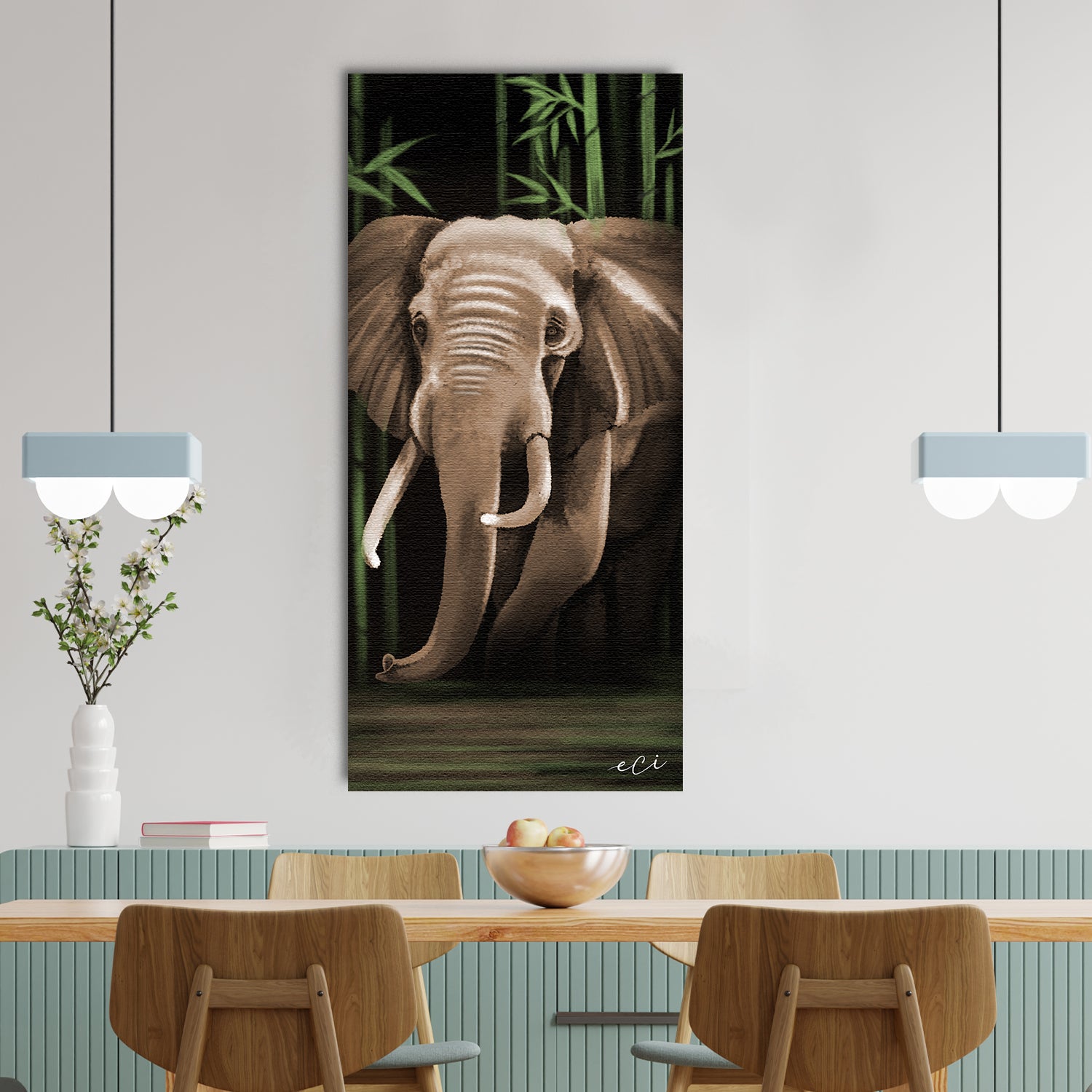 Elephant Walking In A Forest Canvas Painting Digital Printed Animal Wall Art 2