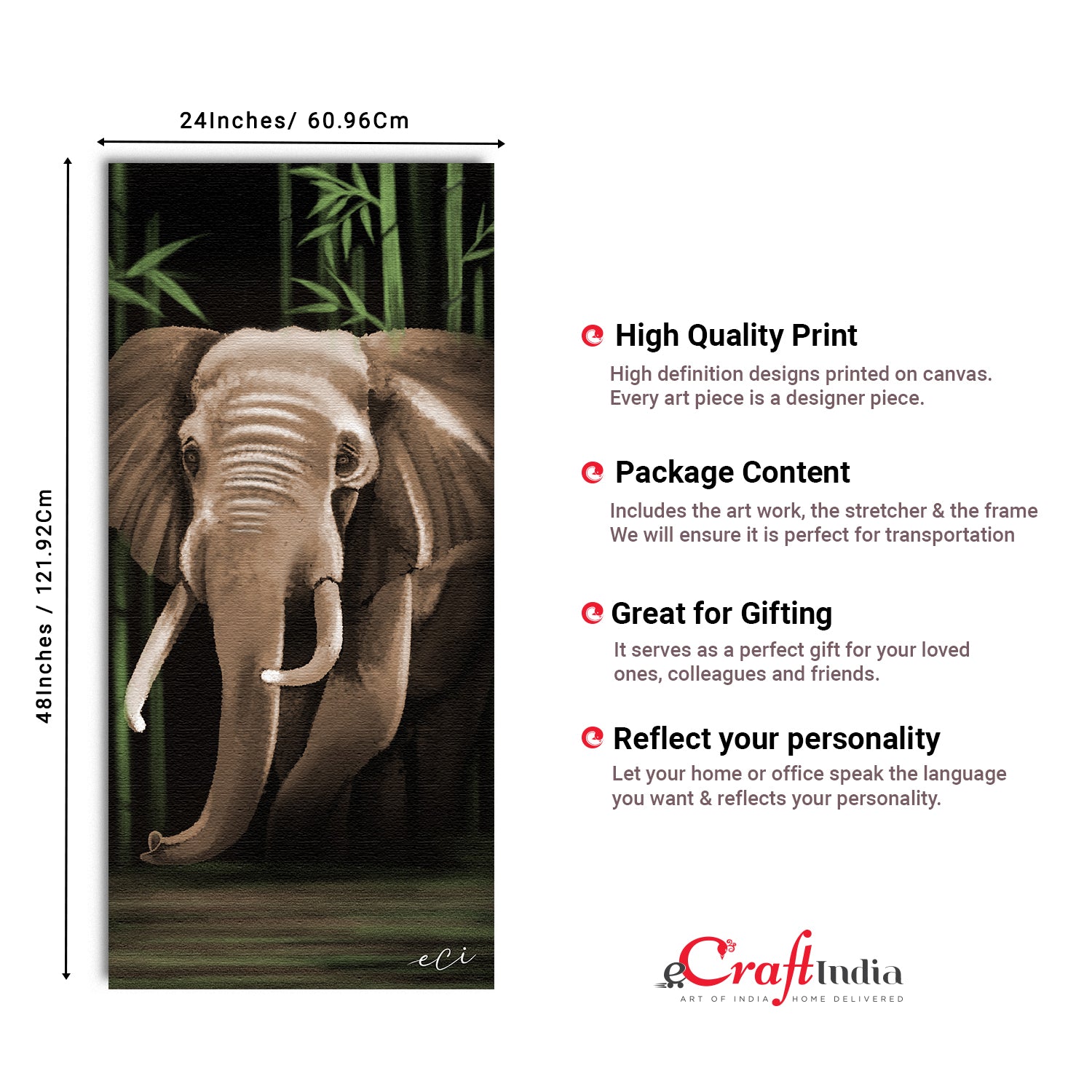 Elephant Walking In A Forest Canvas Painting Digital Printed Animal Wall Art 3