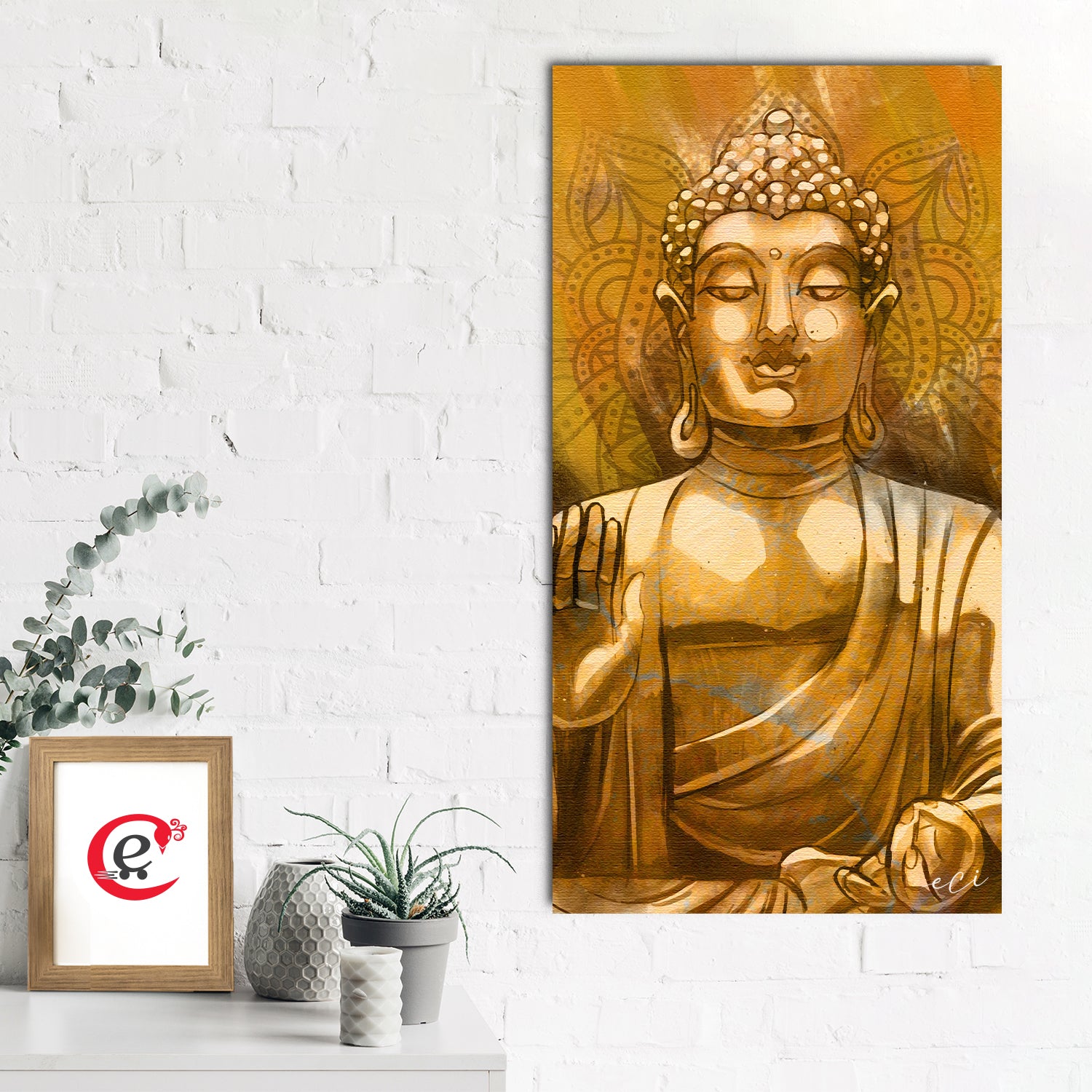Meditating Blessing Buddha Original Design Canvas Printed Wall Painting 1