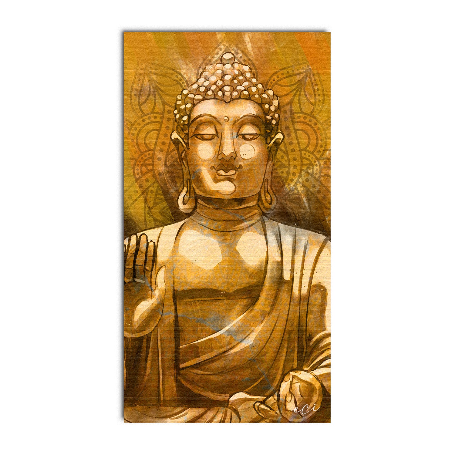Meditating Blessing Buddha Original Design Canvas Printed Wall Painting 2
