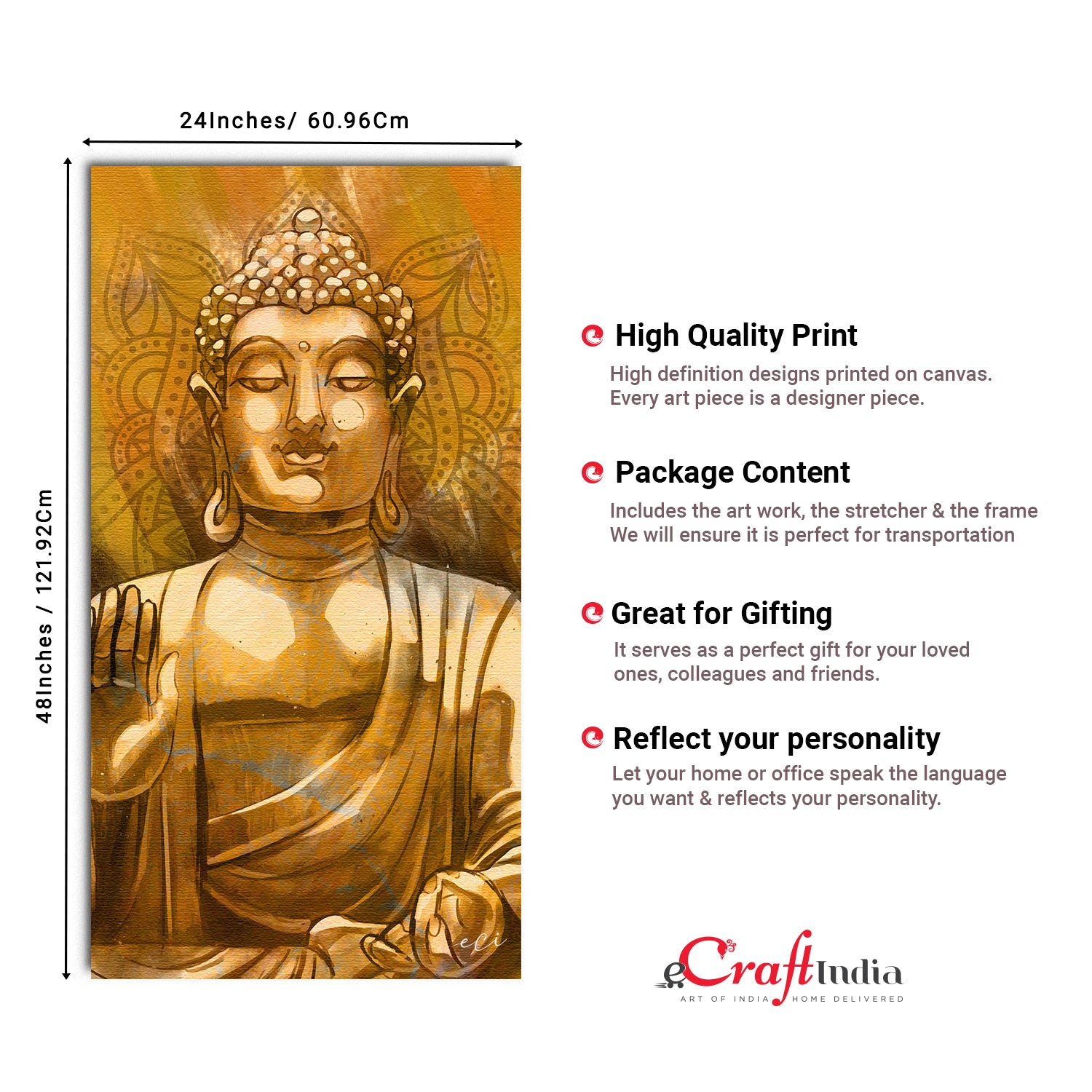 Meditating Blessing Buddha Original Design Canvas Printed Wall Painting 3