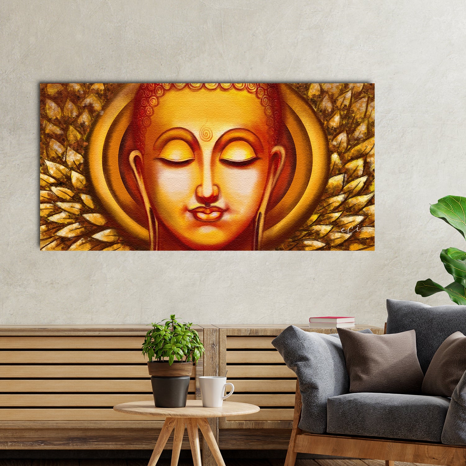 Calm Buddha Face Original Design Canvas Printed Wall Painting 1