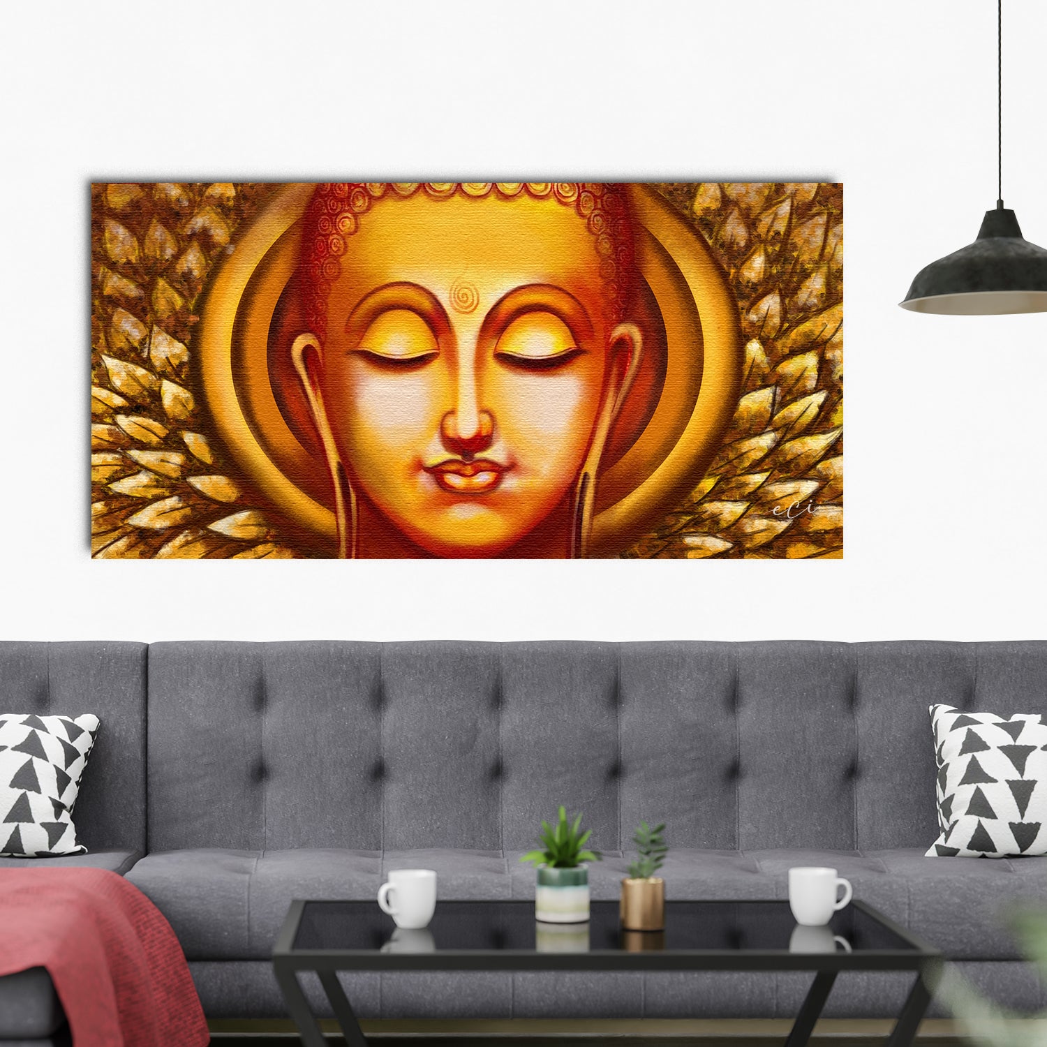Calm Buddha Face Original Design Canvas Printed Wall Painting ...