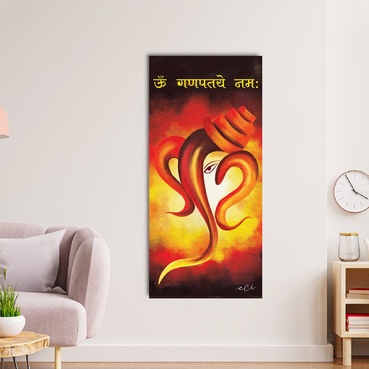 Devotional Lord Ganesha Original Design Canvas Printed Wall Painting 1