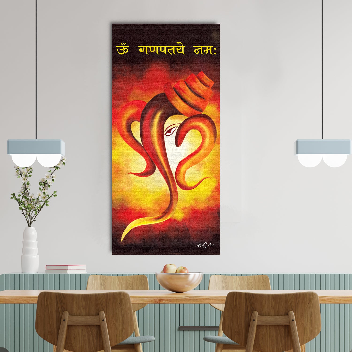 Devotional Lord Ganesha Original Design Canvas Printed Wall Painting 2