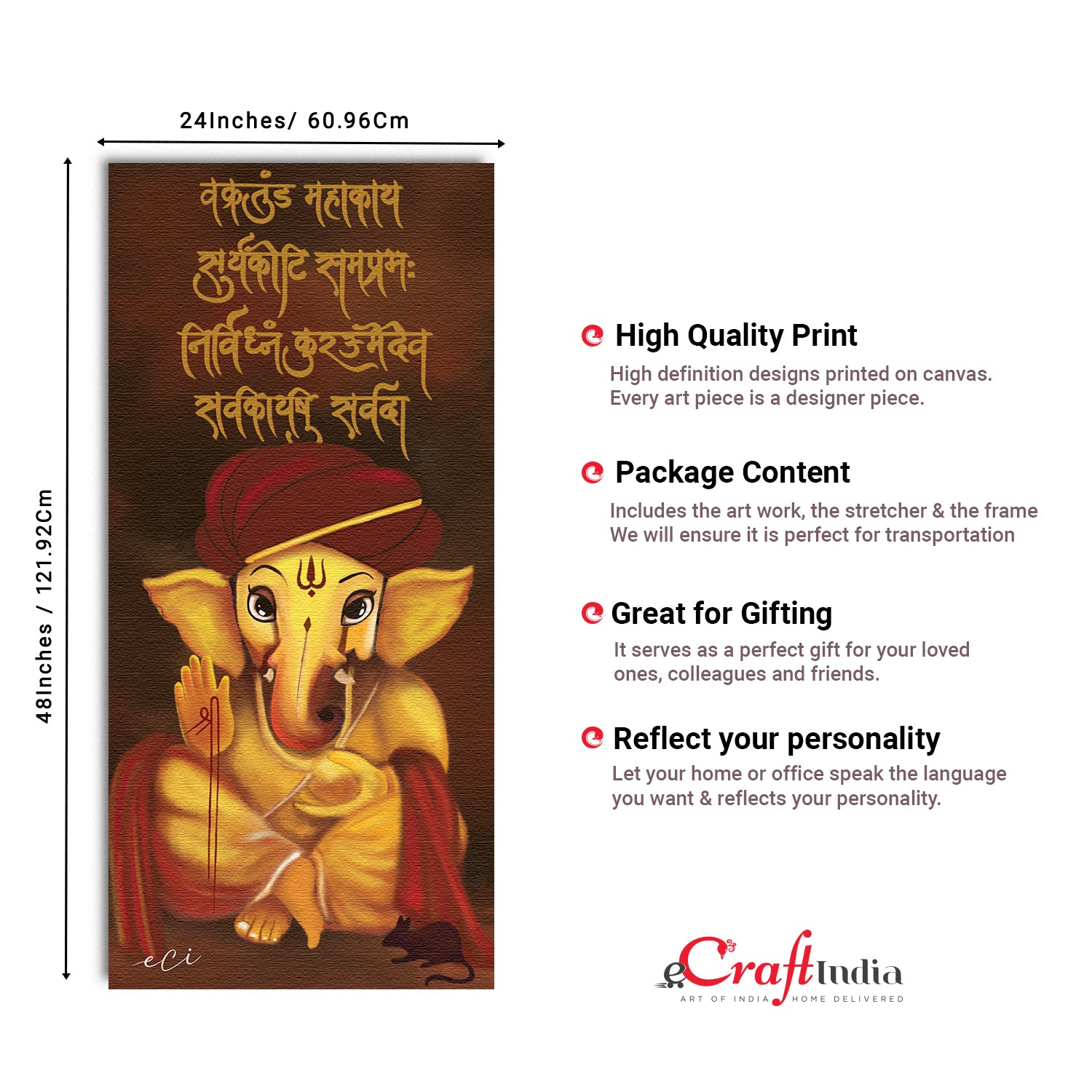 Spiritual Lord Ganesha Original Design Canvas Printed Wall Painting 3