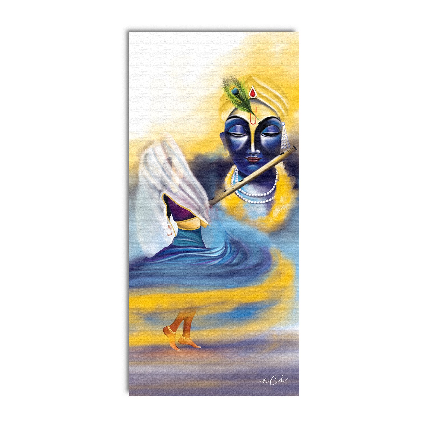 Lord Krishna with Flute Original Design Canvas Printed Wall Painting 2