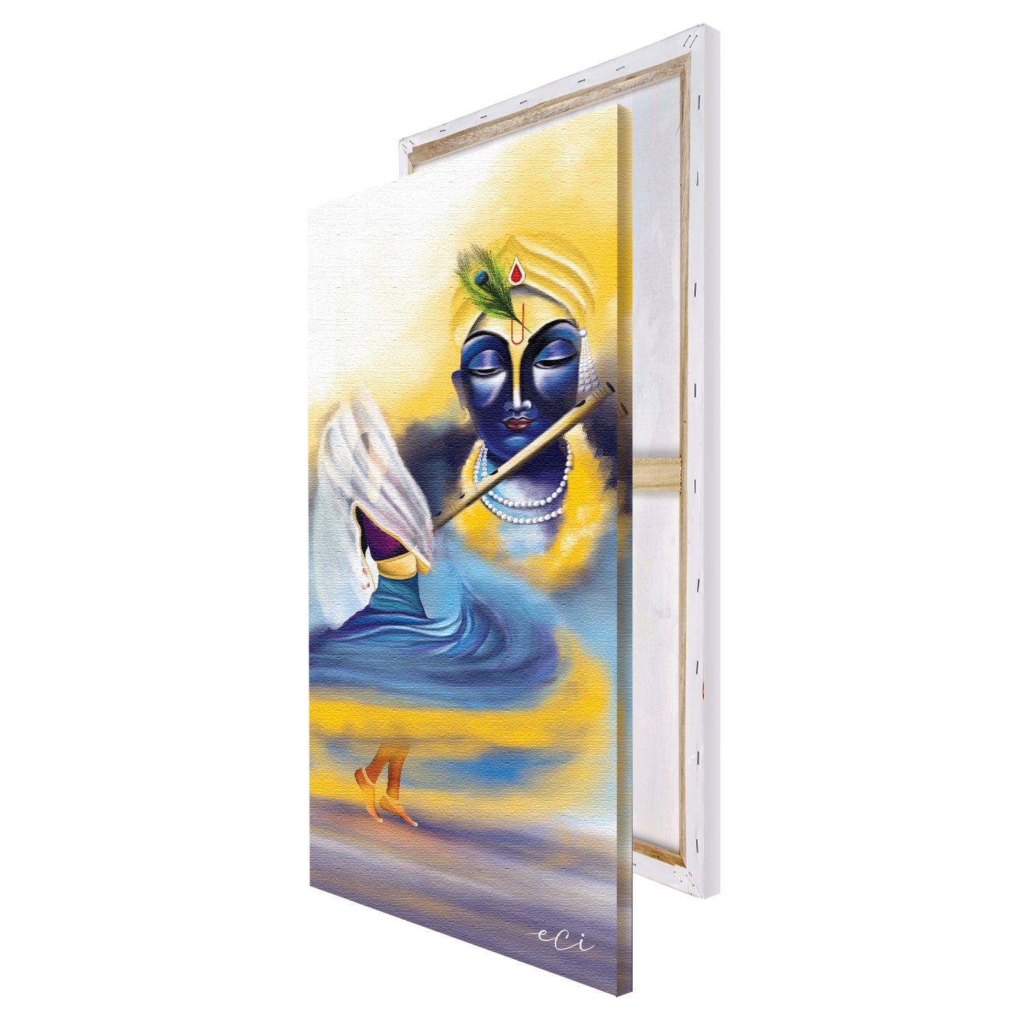 Lord Krishna with Flute Original Design Canvas Printed Wall Painting 4