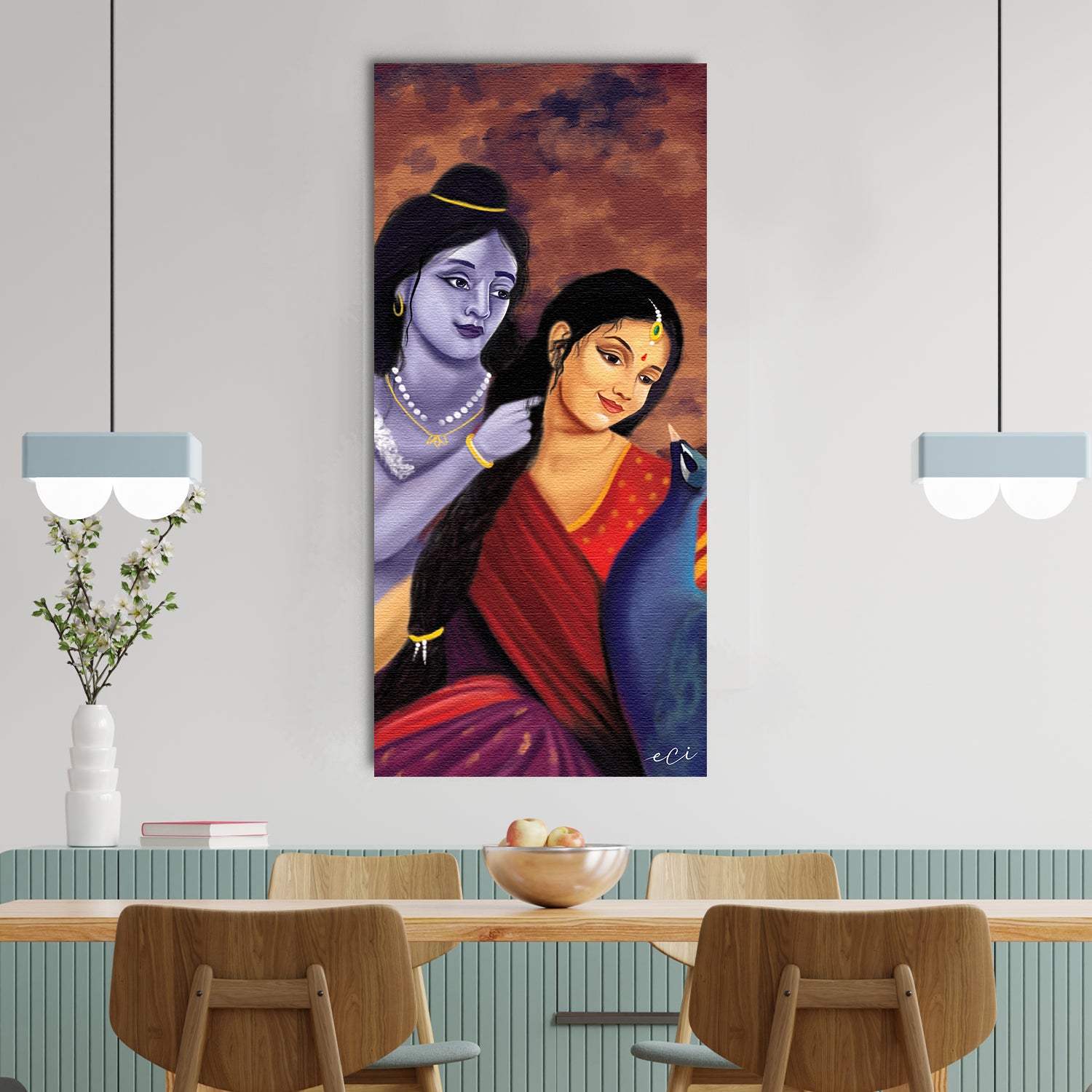 Divine Aura of Radha Krishna Original Design Canvas Printed Wall Painting 2