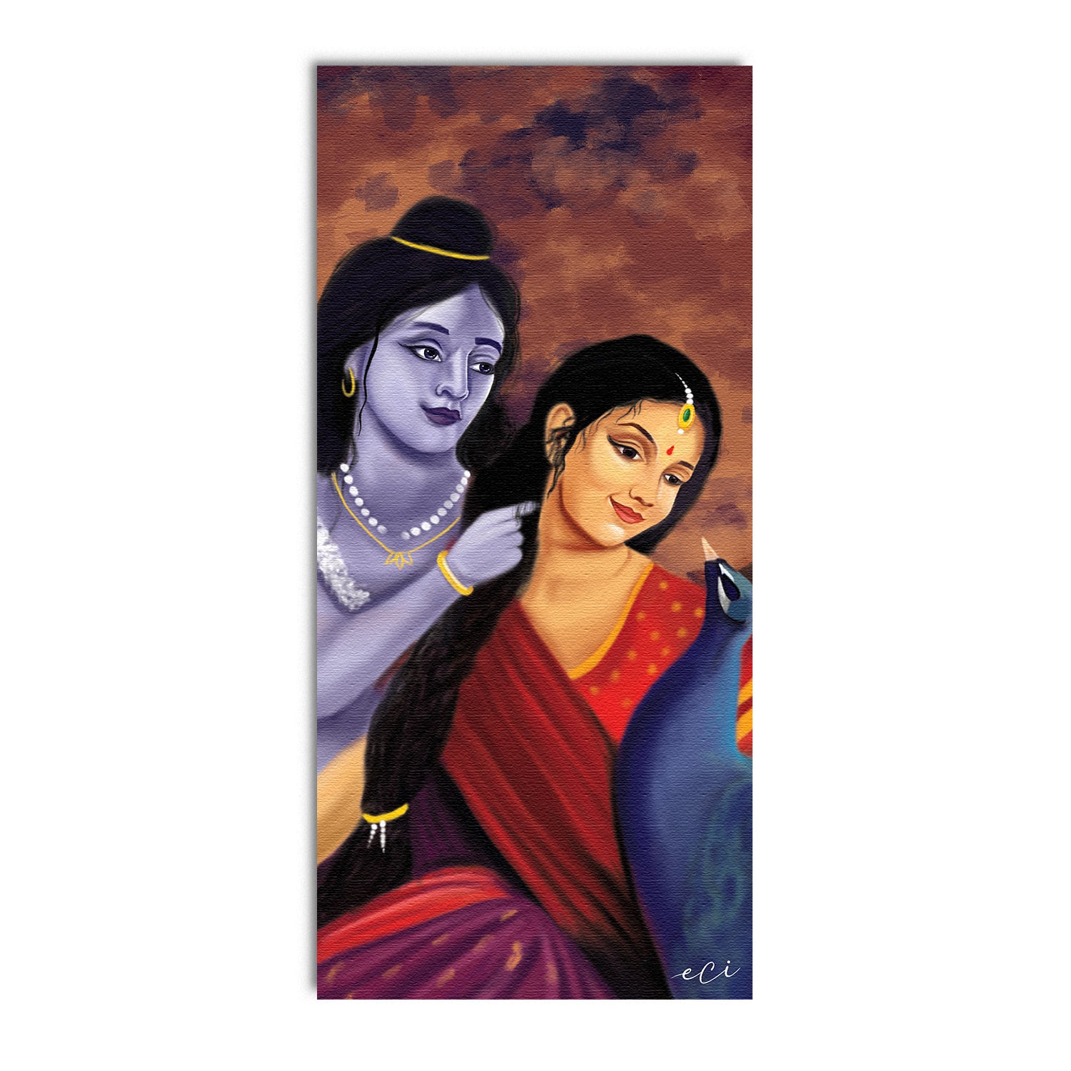 Divine Aura of Radha Krishna Original Design Canvas Printed Wall Painting