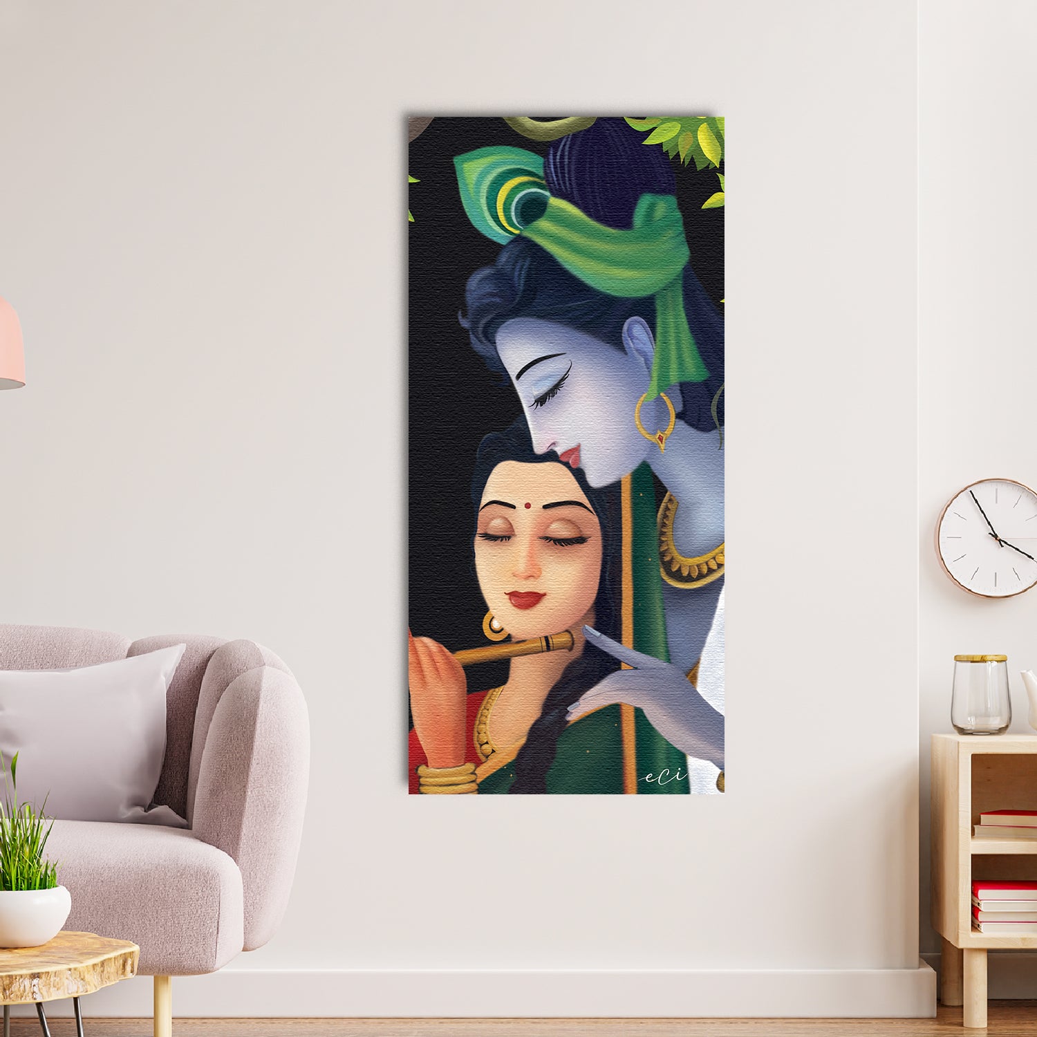 Beautiful Romantic Radha Krishna Painting Digital Printed Canvas Wall Art 1
