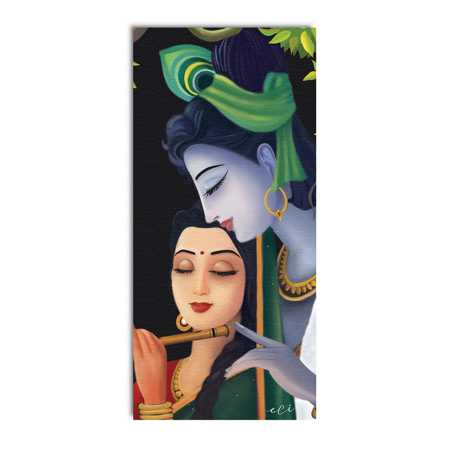 Beautiful Romantic Radha Krishna Painting Digital Printed Canvas Wall Art
