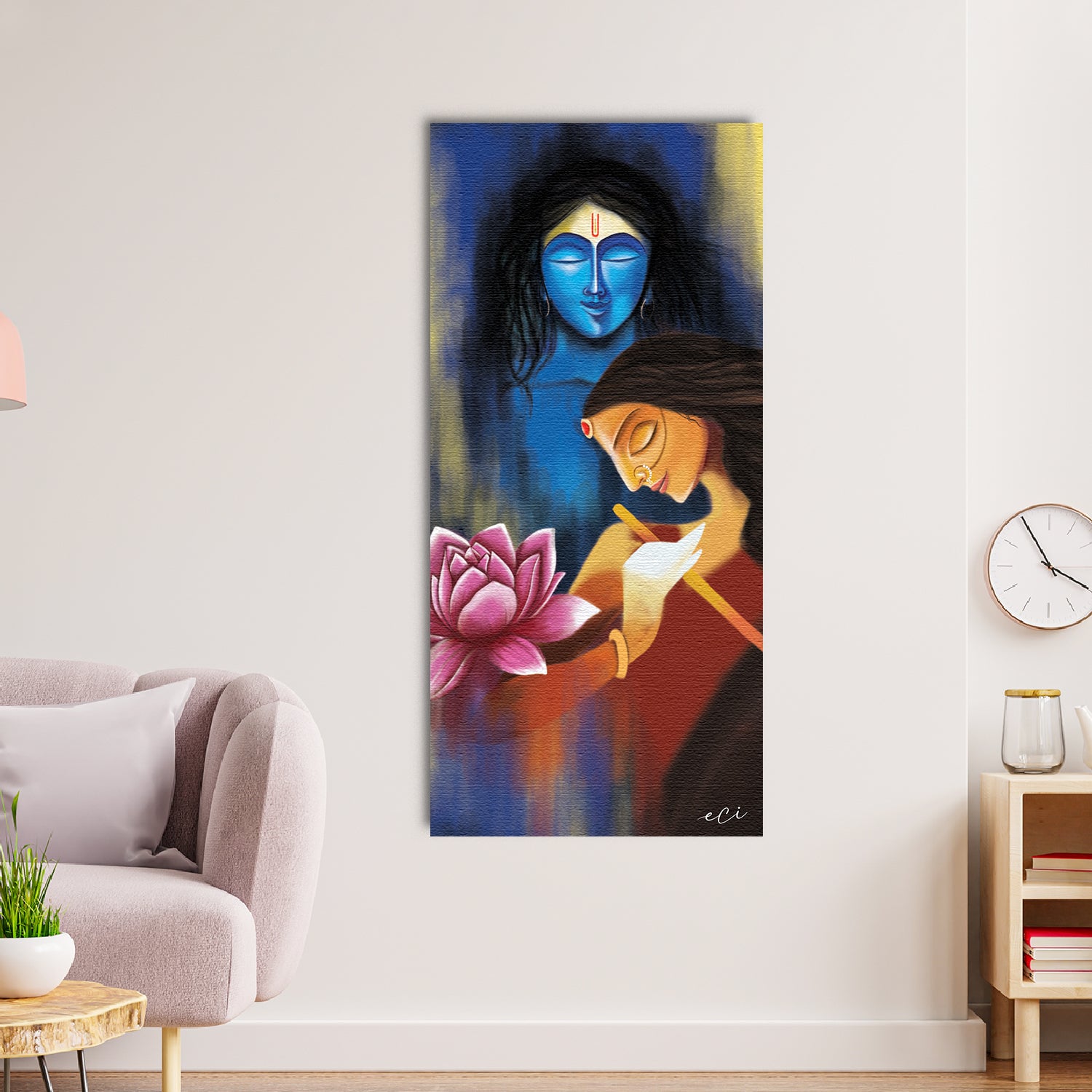 Lord Radha Krishna Religious Original Design Canvas Printed Wall Painting