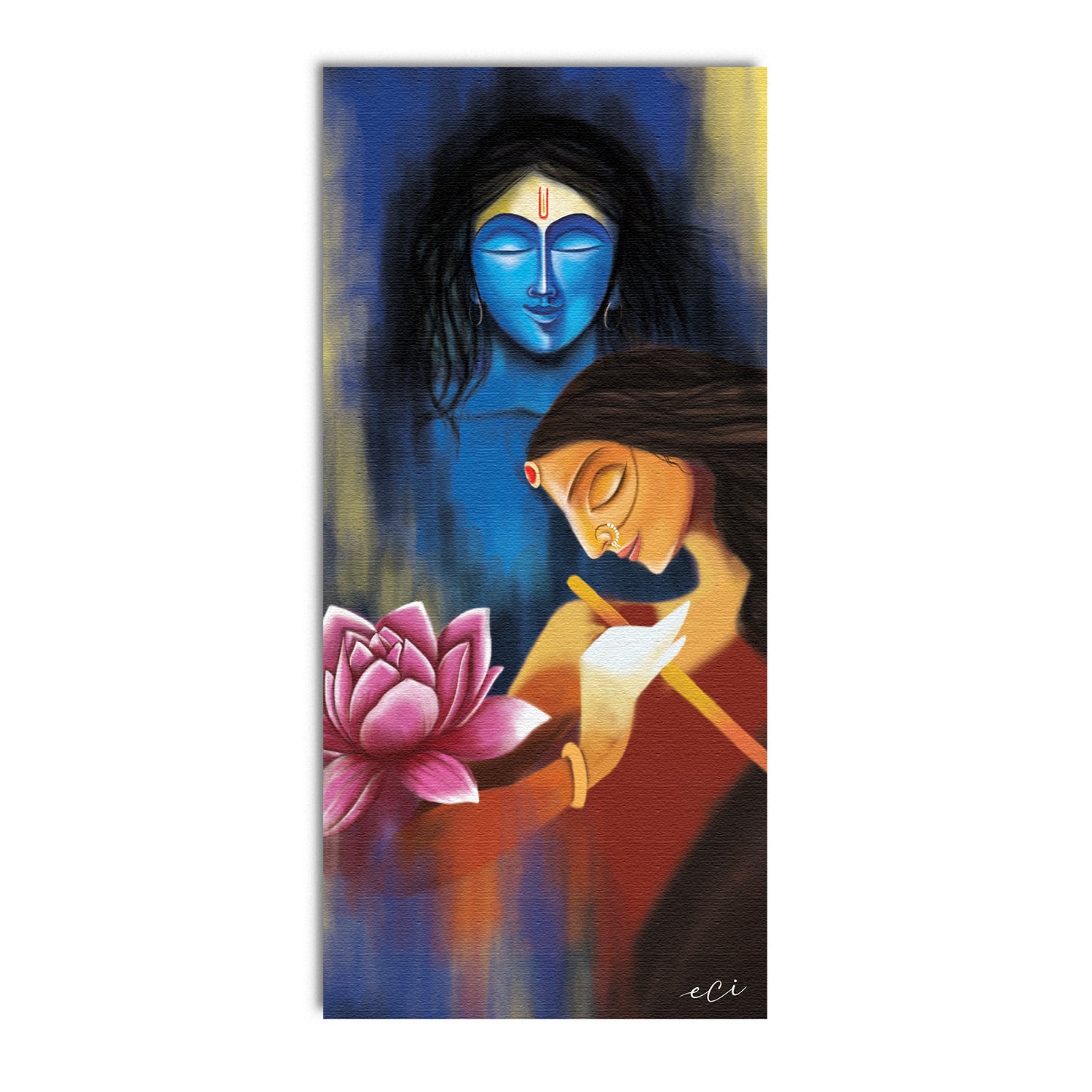Lord Radha Krishna Religious Original Design Canvas Printed Wall Painting 2