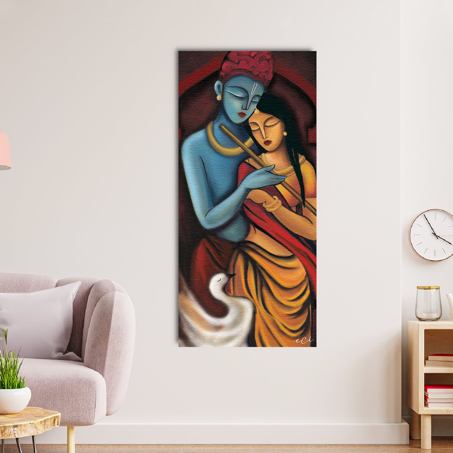 Radha Krishna Abstract Original Design Canvas Printed Wall Painting