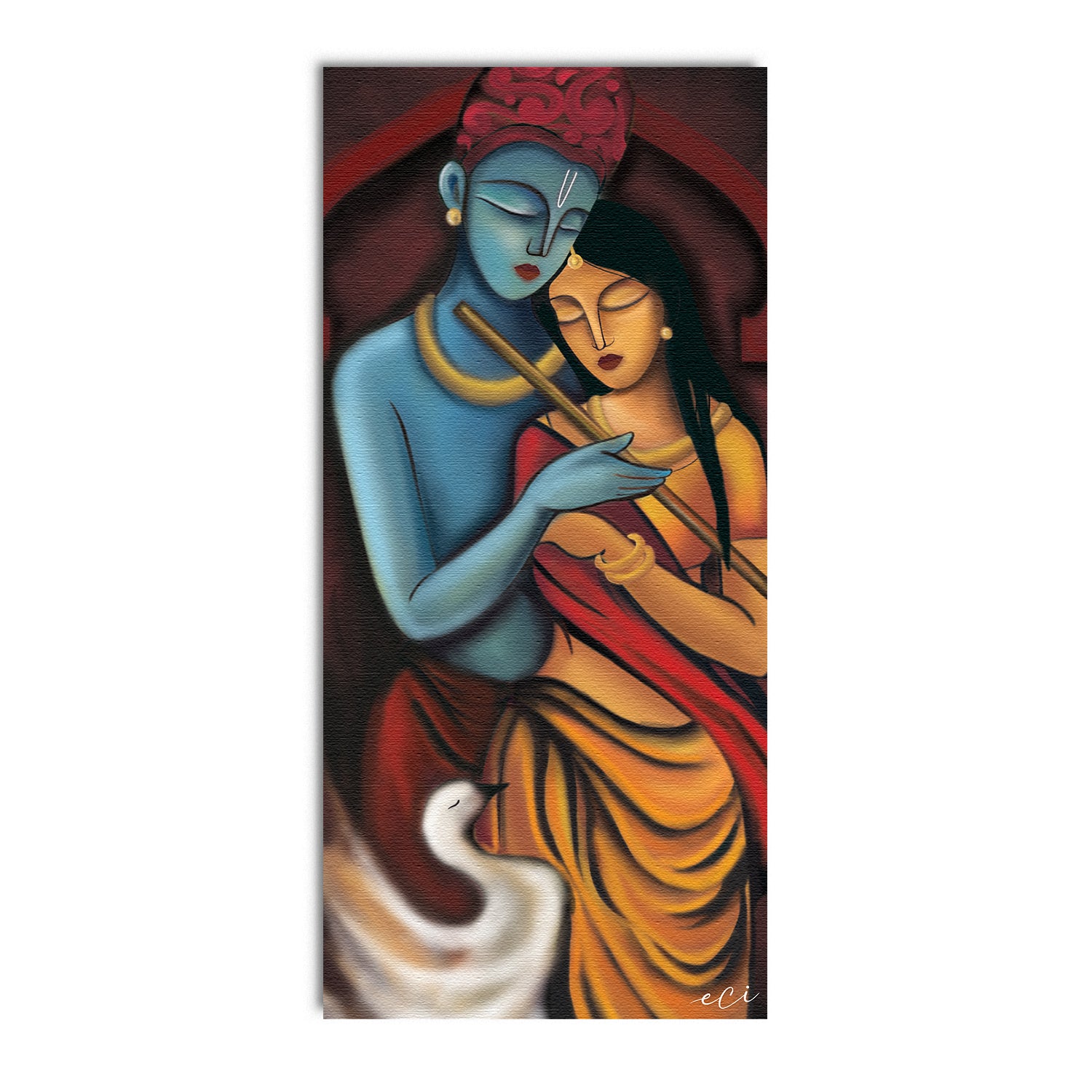 Radha Krishna Abstract Original Design Canvas Printed Wall Painting 2