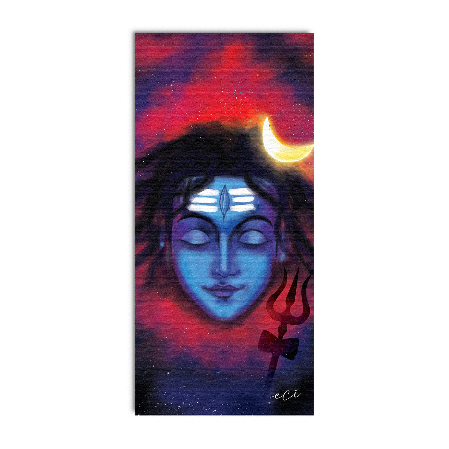 Lord Shiva Painting With Trishul Damru Digital Printed Religious Canvas Wall Art 2
