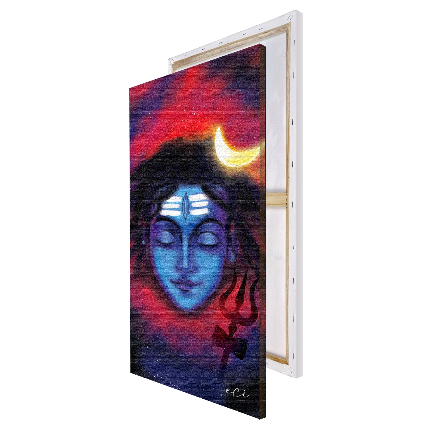 Lord Shiva Painting With Trishul Damru Digital Printed Religious Canvas Wall Art 4