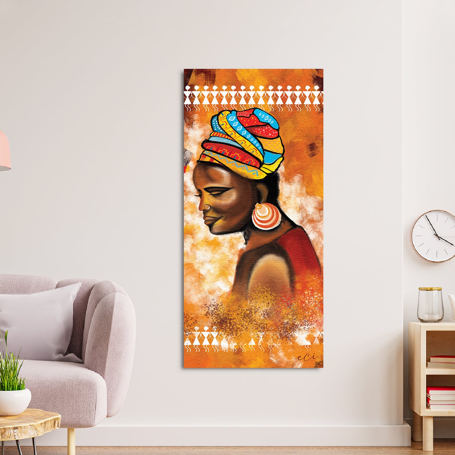 African Tribal Woman Painting Digital Printed Canvas Wall Art 1