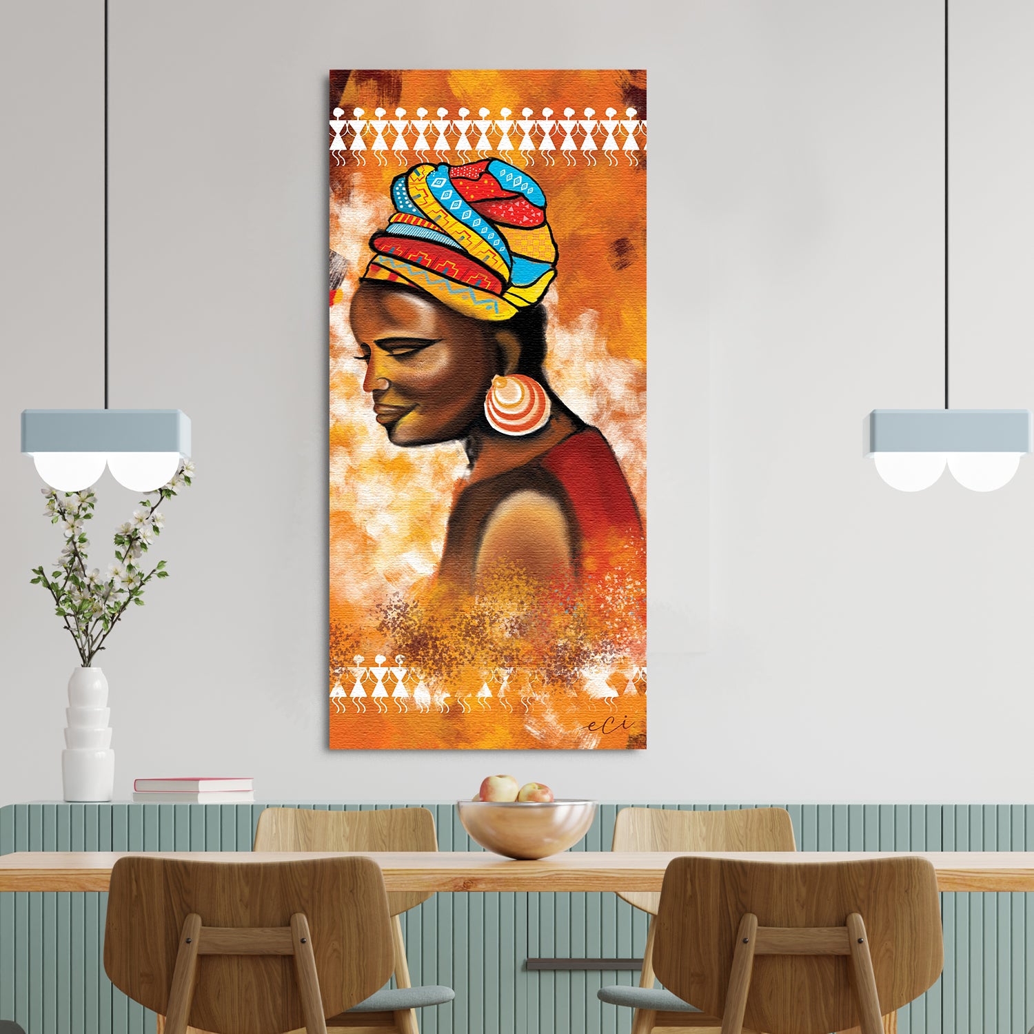 African Tribal Woman Painting Digital Printed Canvas Wall Art 2