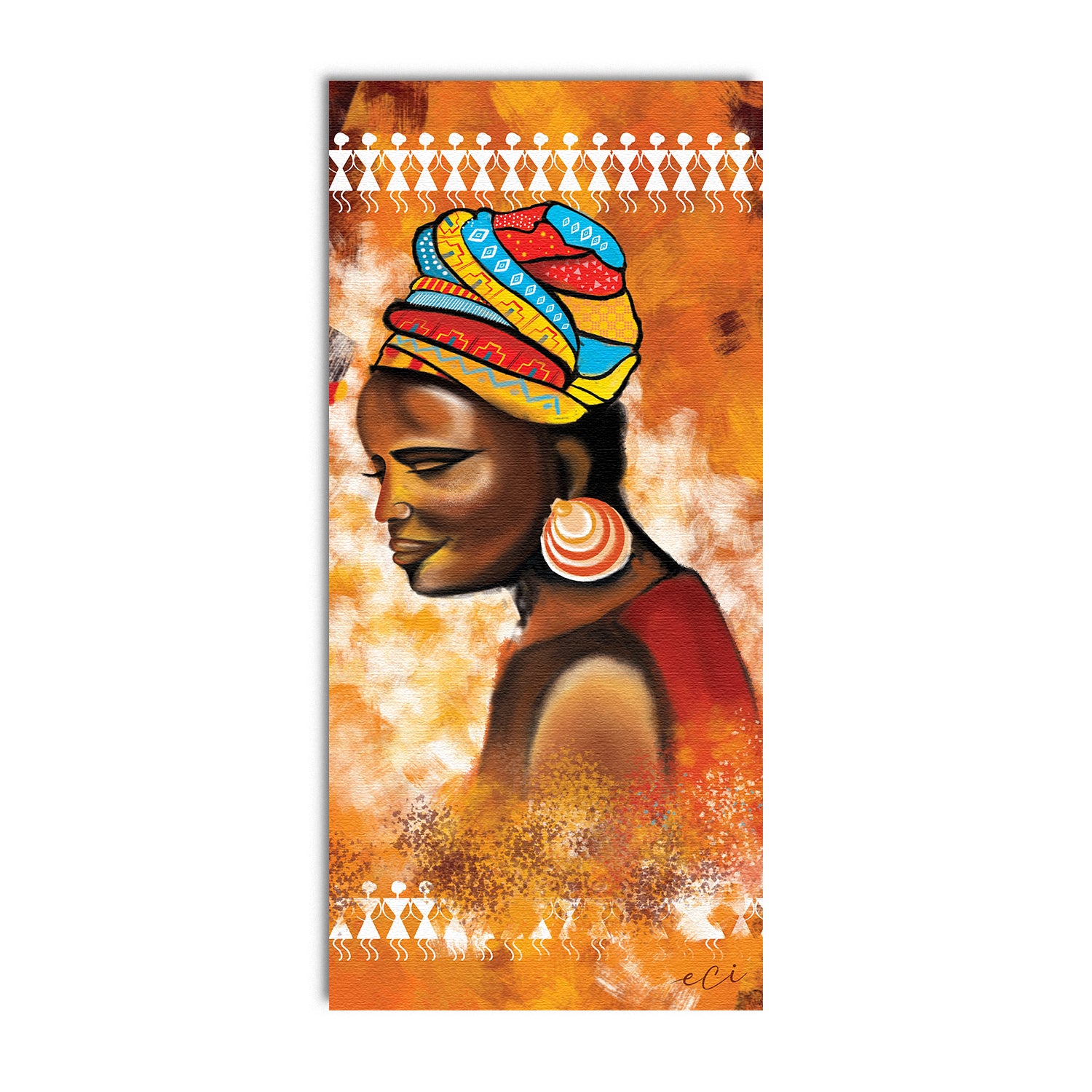 African Tribal Woman Painting Digital Printed Canvas Wall Art