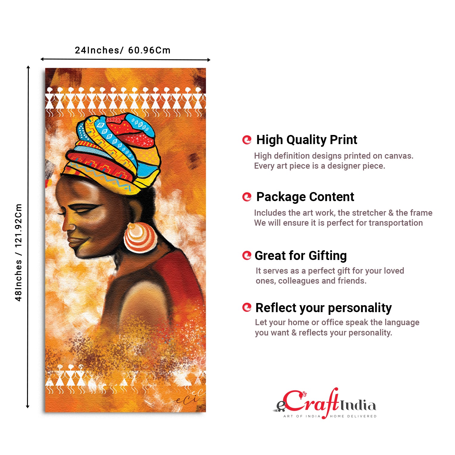 African Tribal Woman Painting Digital Printed Canvas Wall Art 3