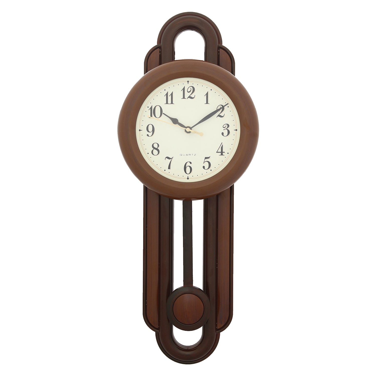 Brown Round Plastic Pendulum Wall Clock