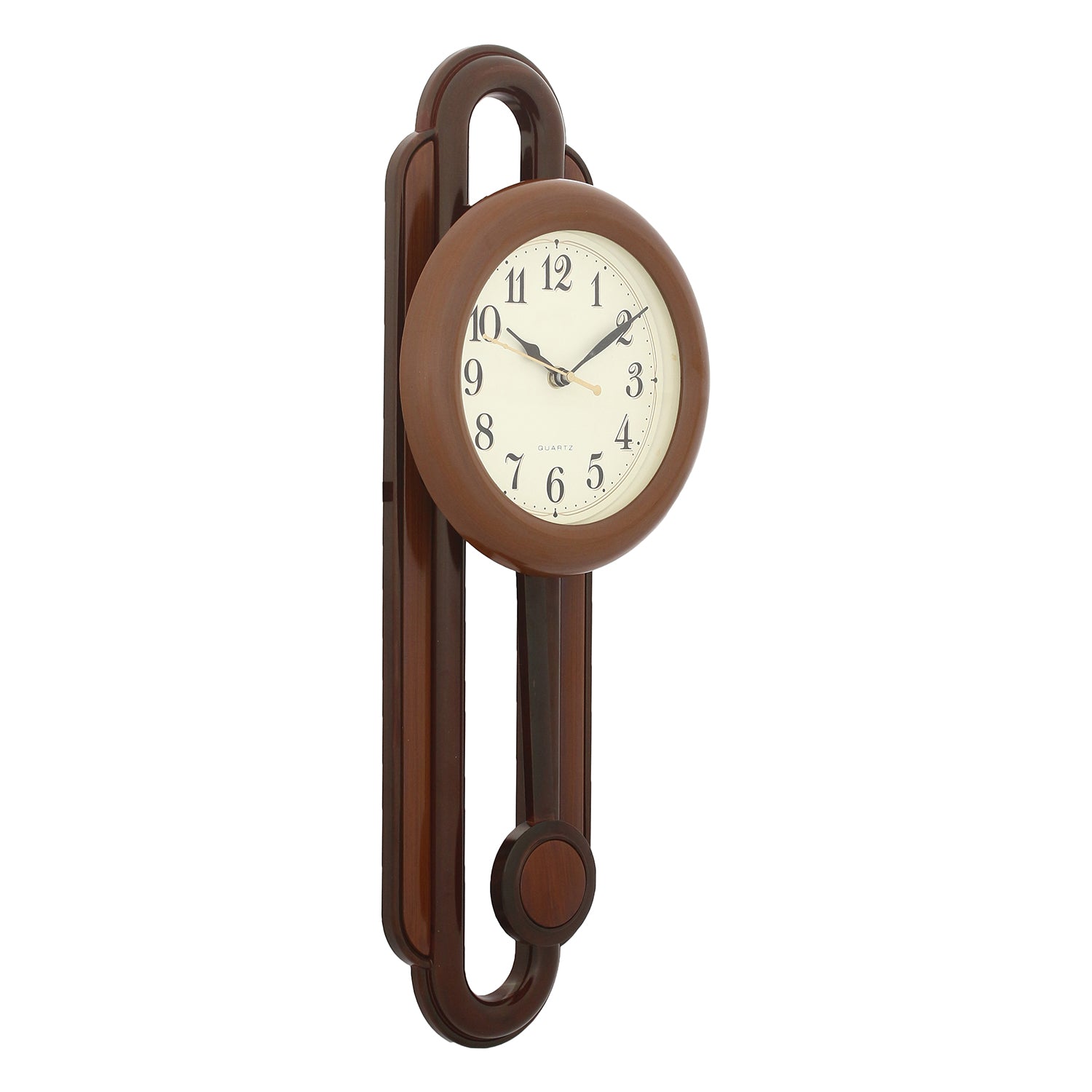 Brown Round Plastic Pendulum Wall Clock 3