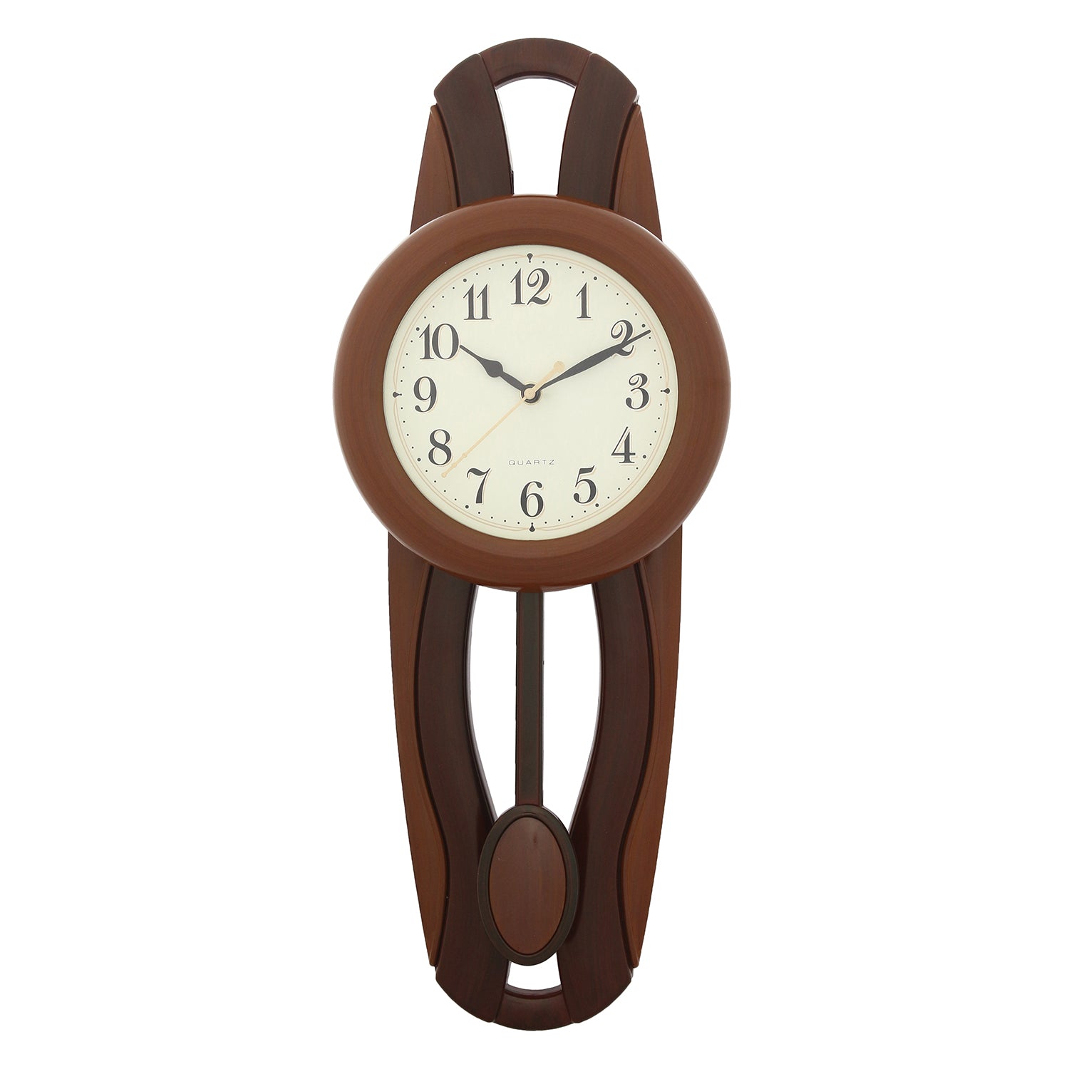 Brown Round Plastic Pendulum Wall Clock