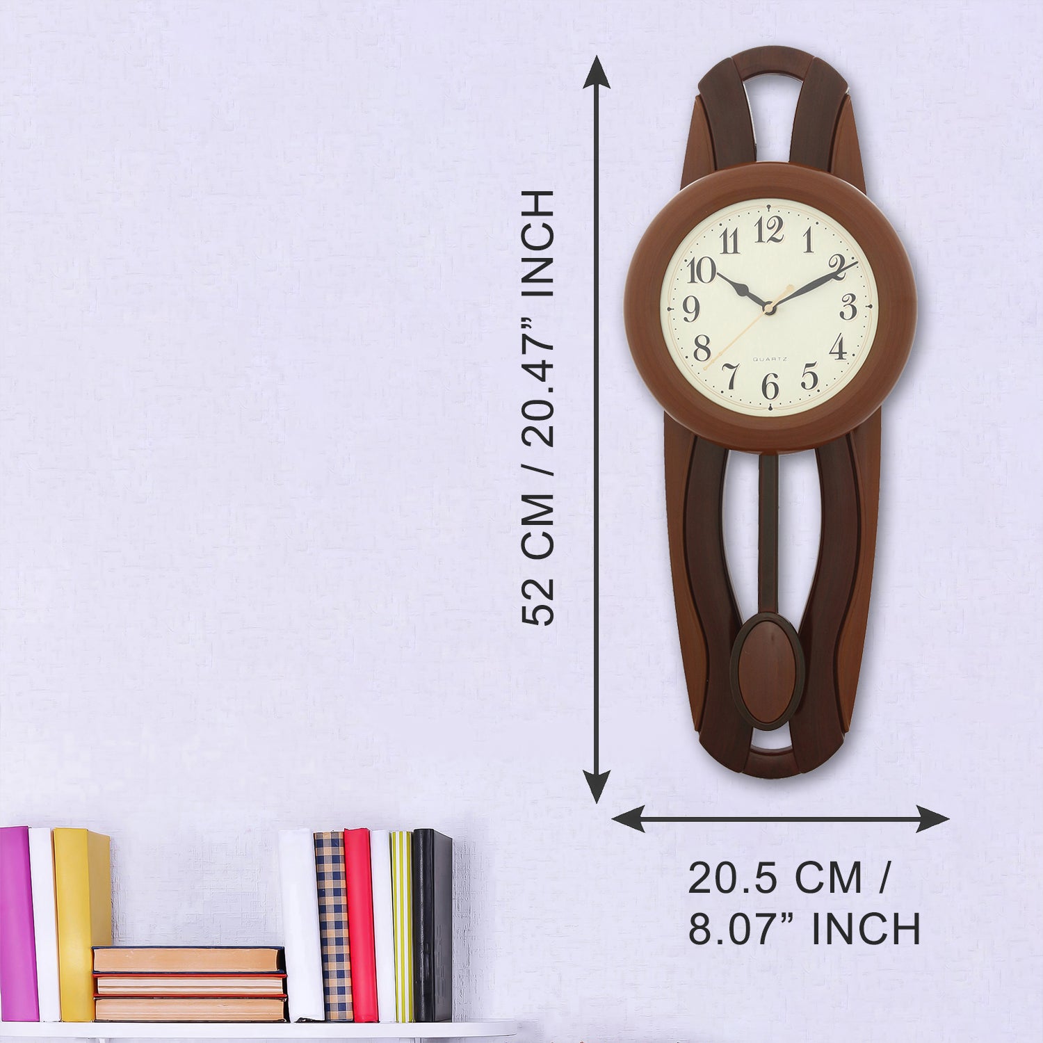 Brown Round Plastic Pendulum Wall Clock 5