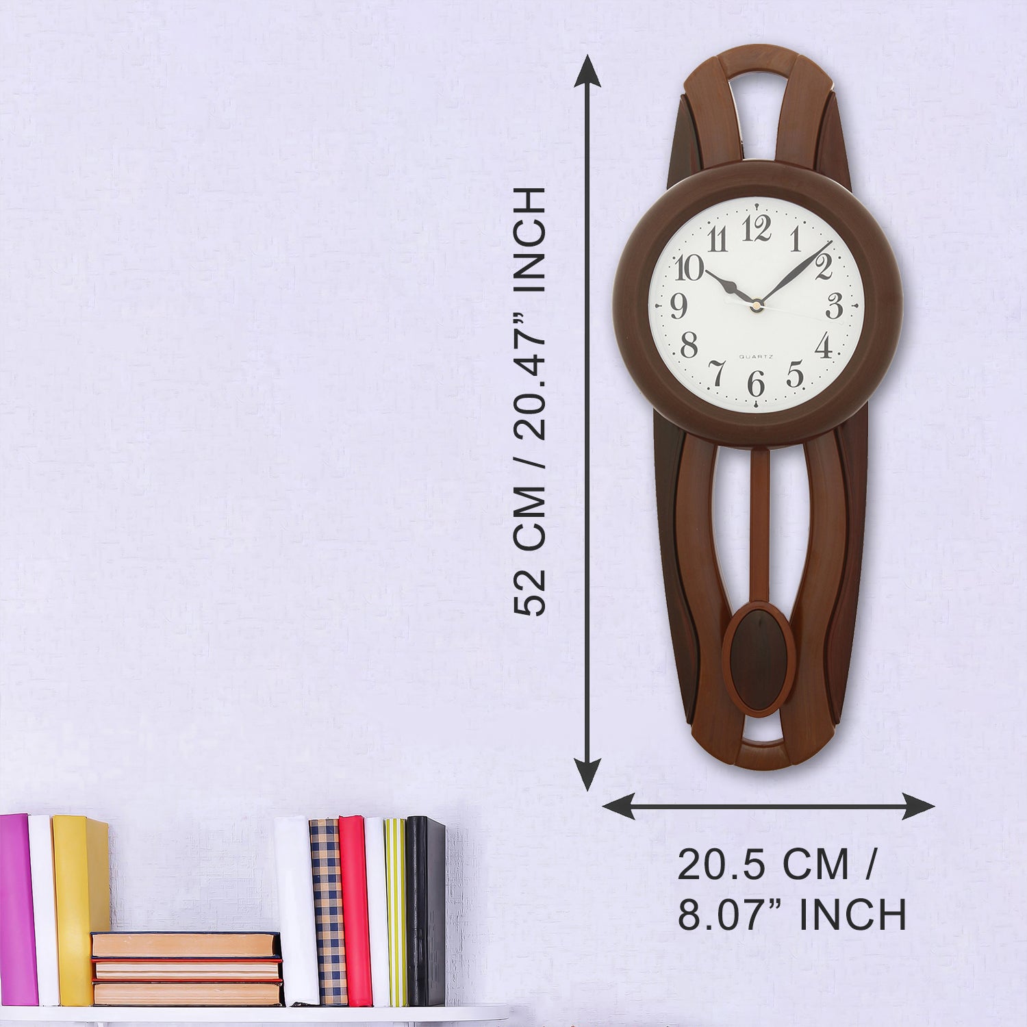 Brown Round Plastic Pendulum Wall Clock 5