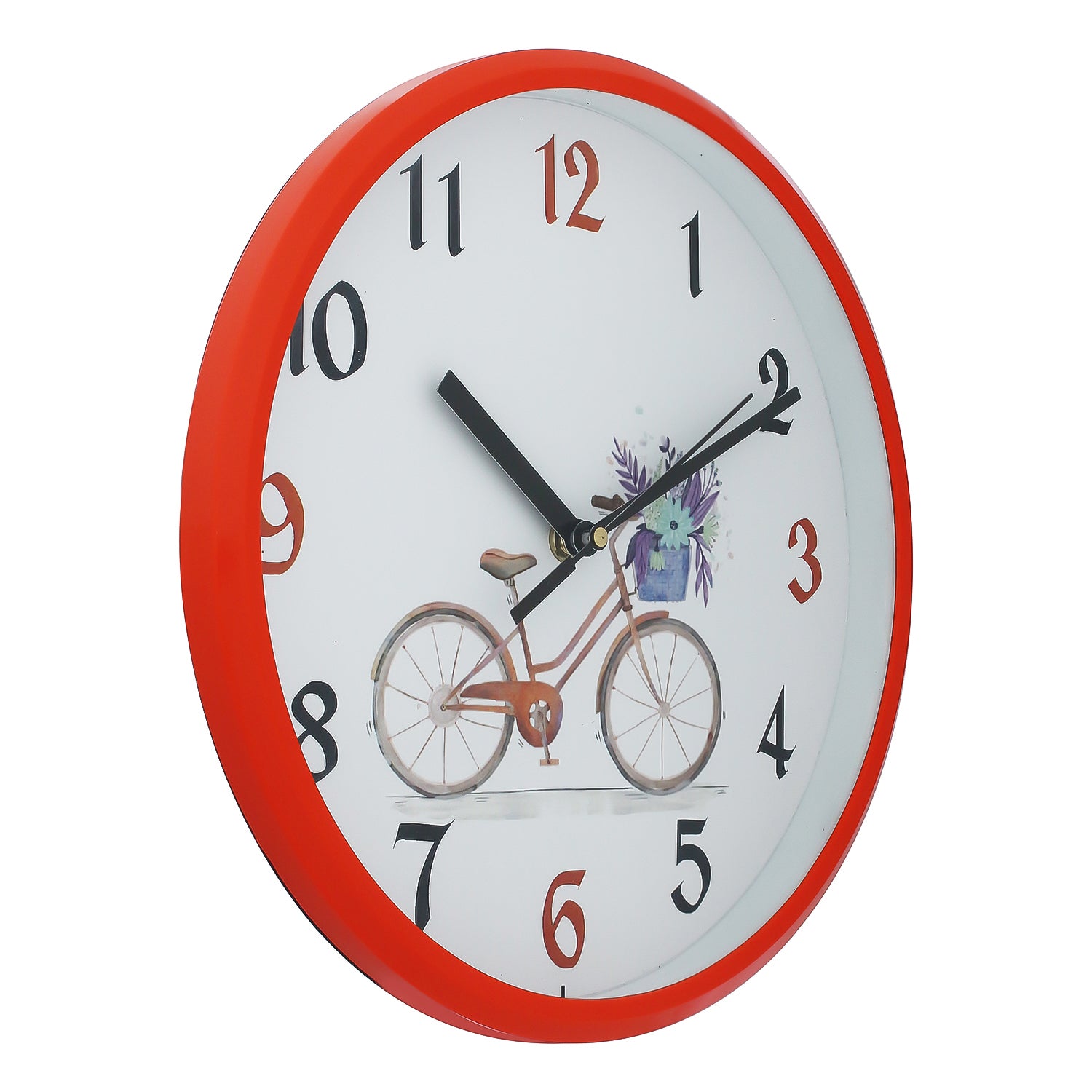 White Dial Printed Round Plastic Orange Wall Clock for Kids (10*10 IN) 4